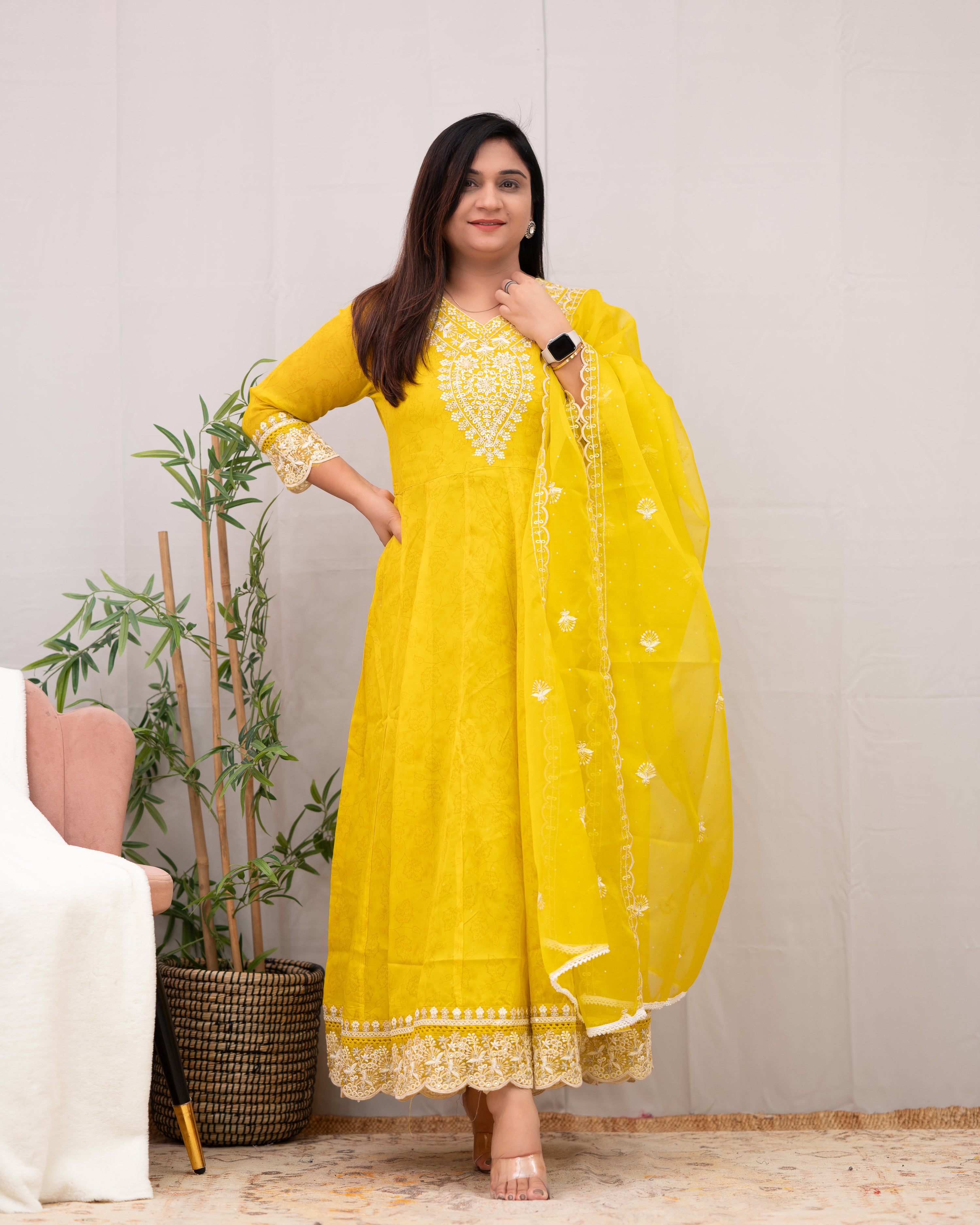 Sahaj Premium Organza embroidered Pant Set - The Jaipur Studio