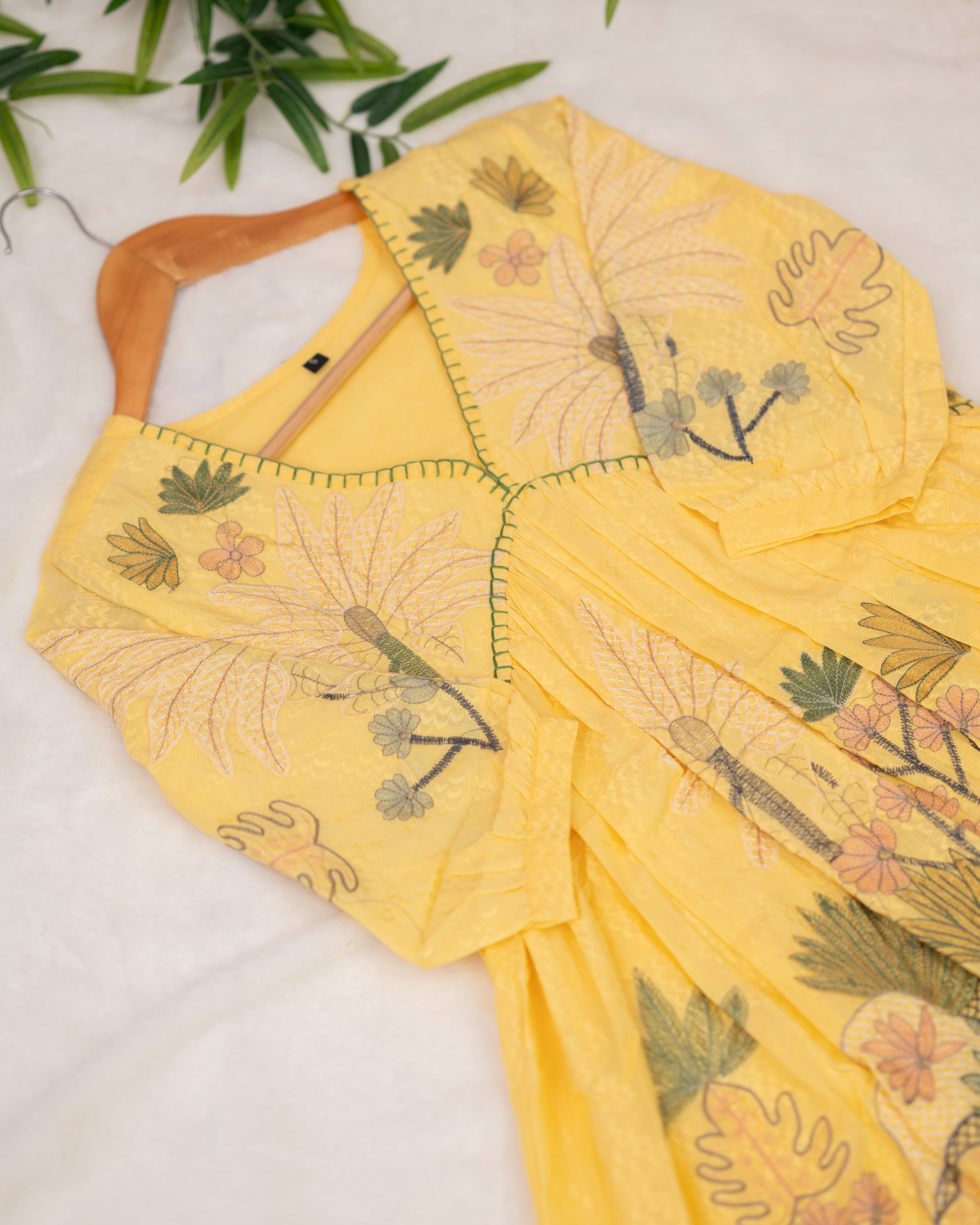 Marigold Cotton Embroidered Cotton Dress - The Jaipur Studio