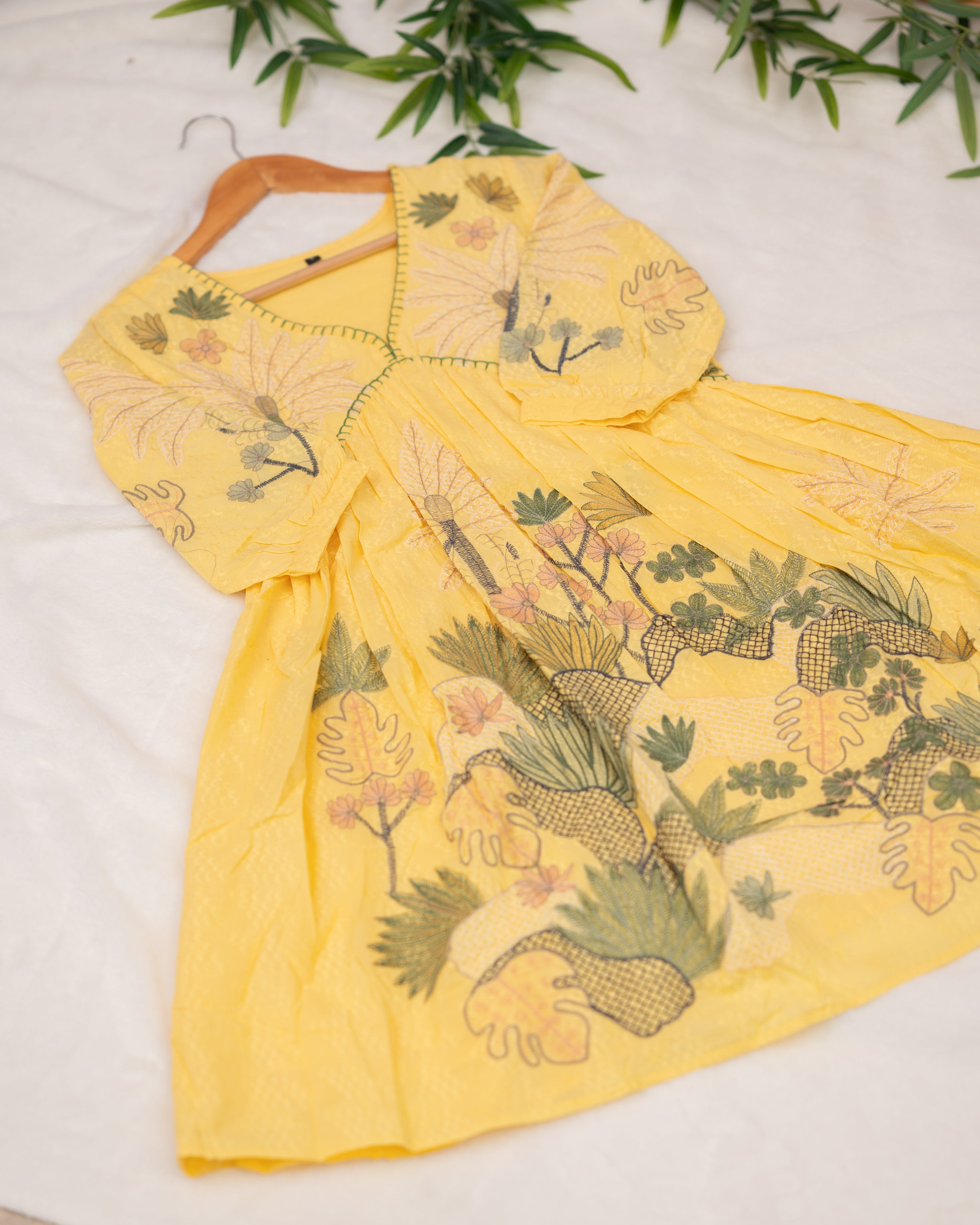 Marigold Cotton Embroidered Cotton Dress - The Jaipur Studio
