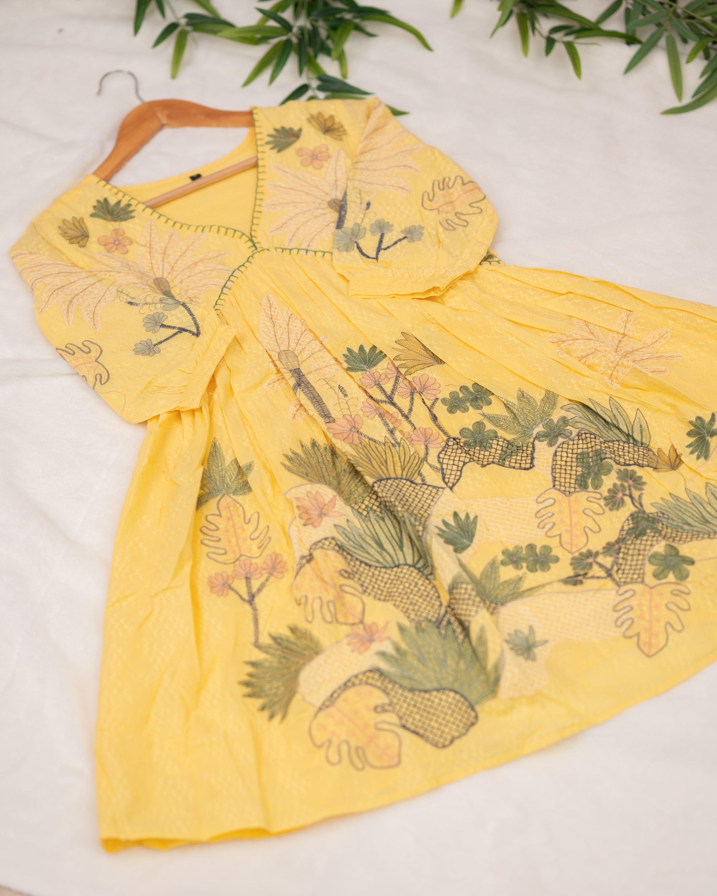 Marigold Cotton Embroidered Cotton Dress - The Jaipur Studio