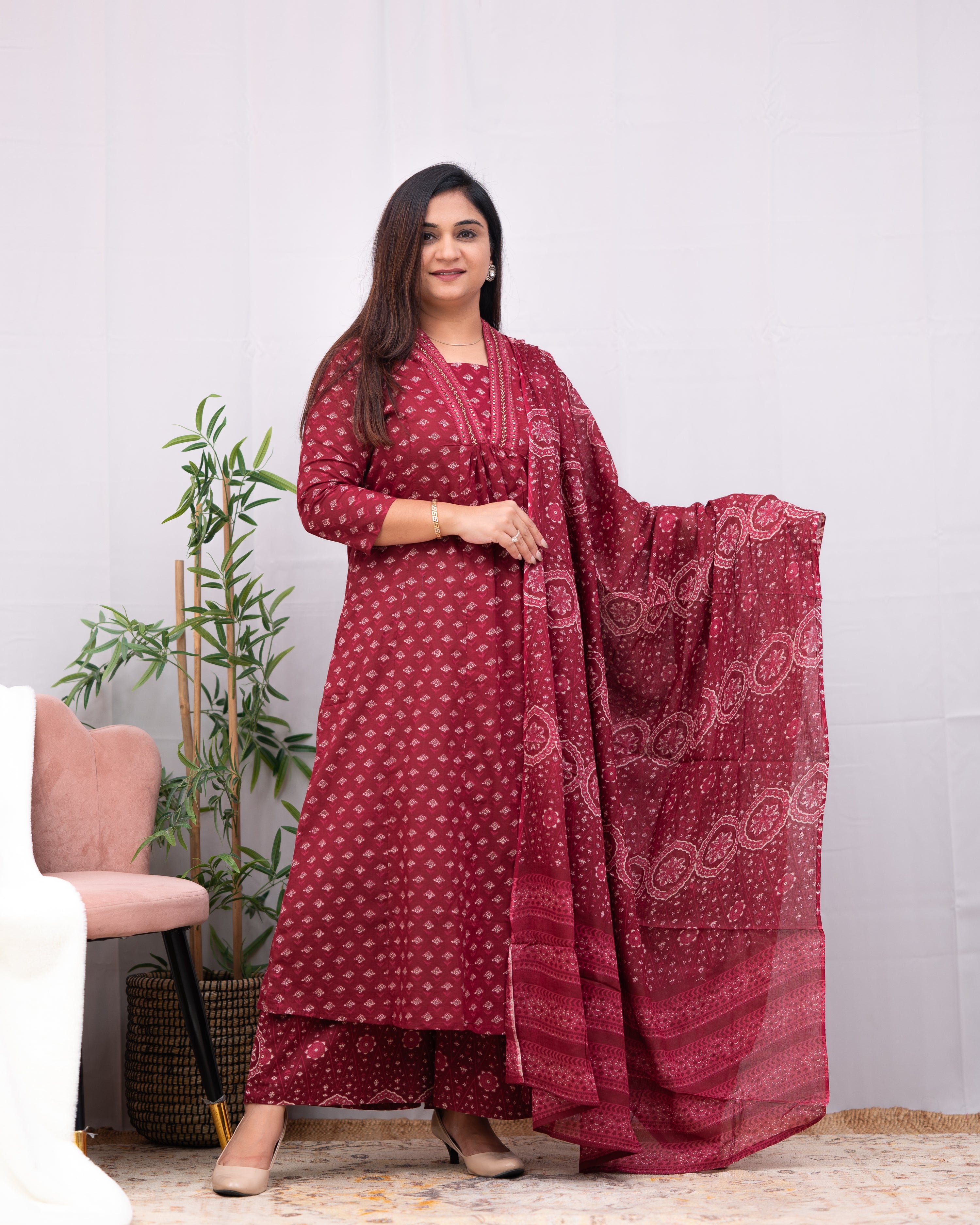 Suhani Cotton A-line Divider Set with Pockets - The Jaipur Studio