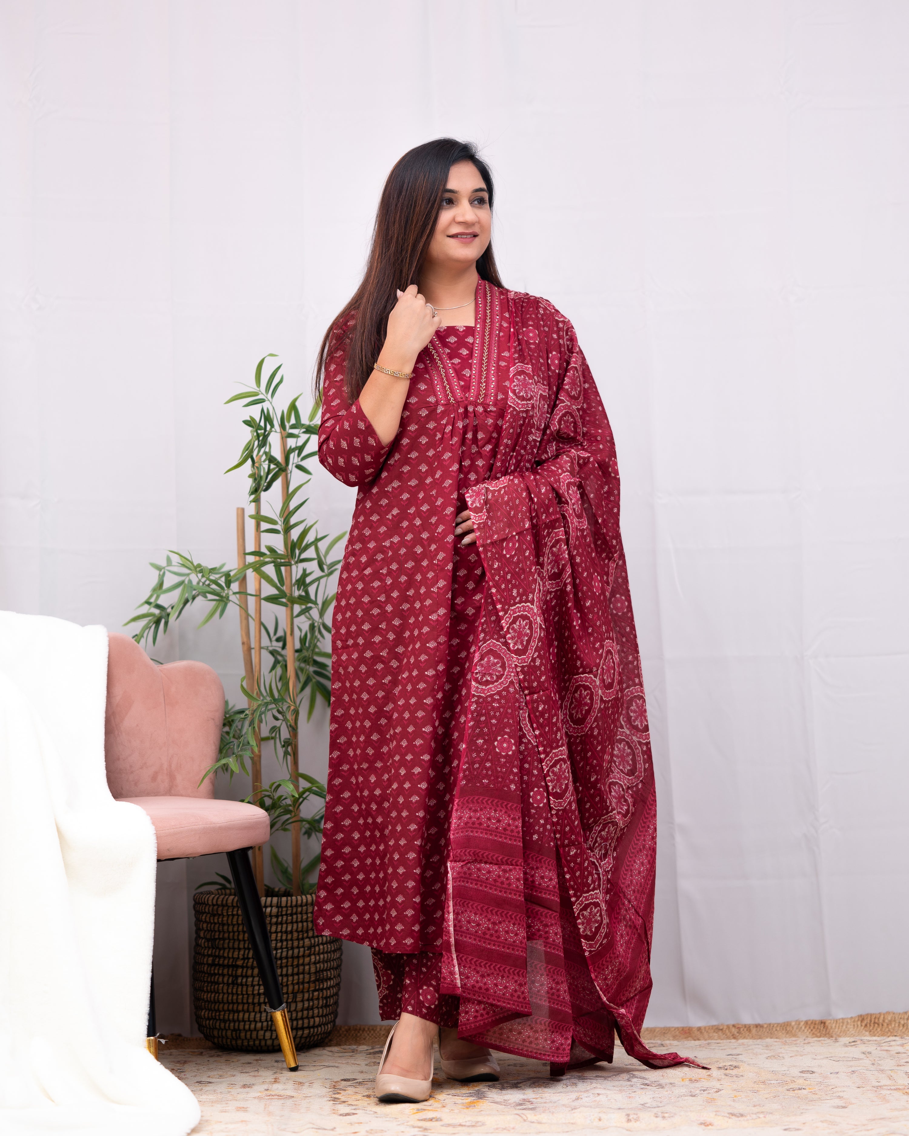 Suhani Cotton A-line Divider Set with Pockets - The Jaipur Studio