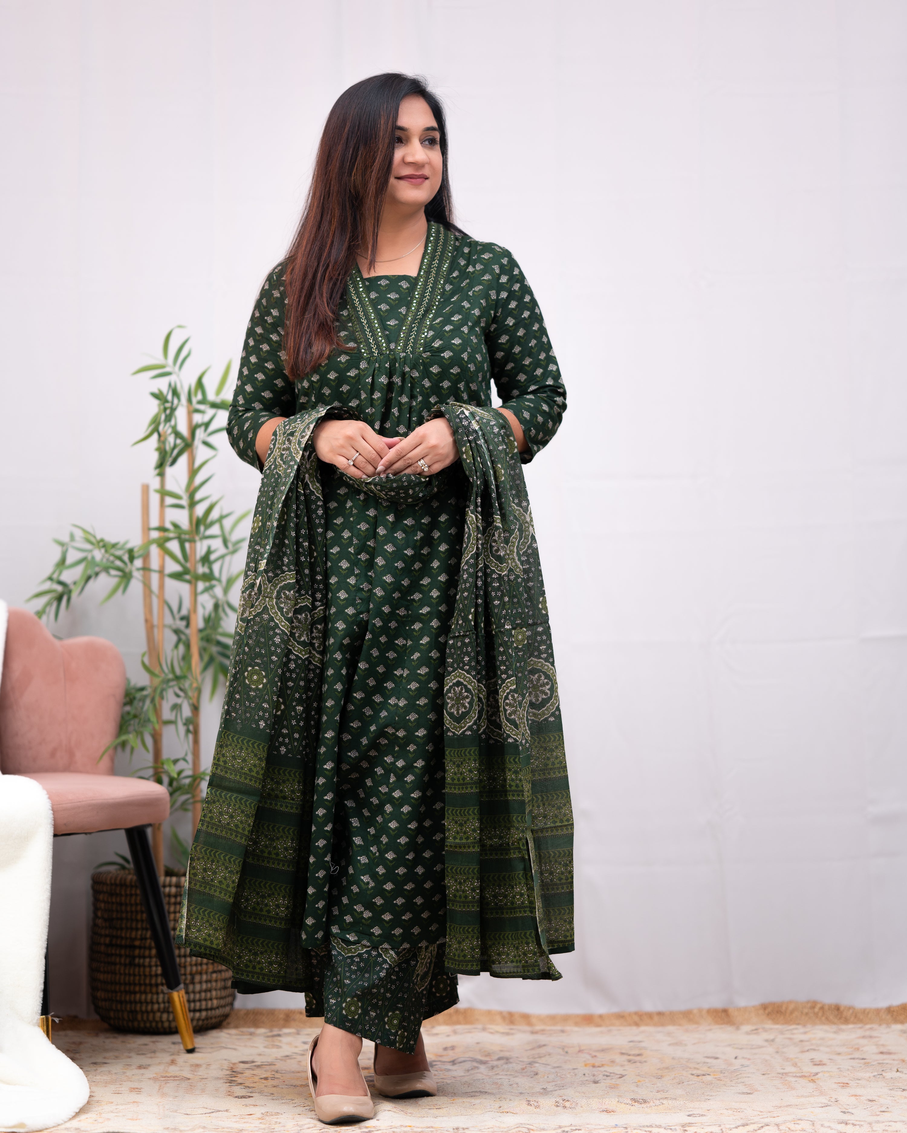 Suhani Cotton A-line Divider Set with Pockets - The Jaipur Studio