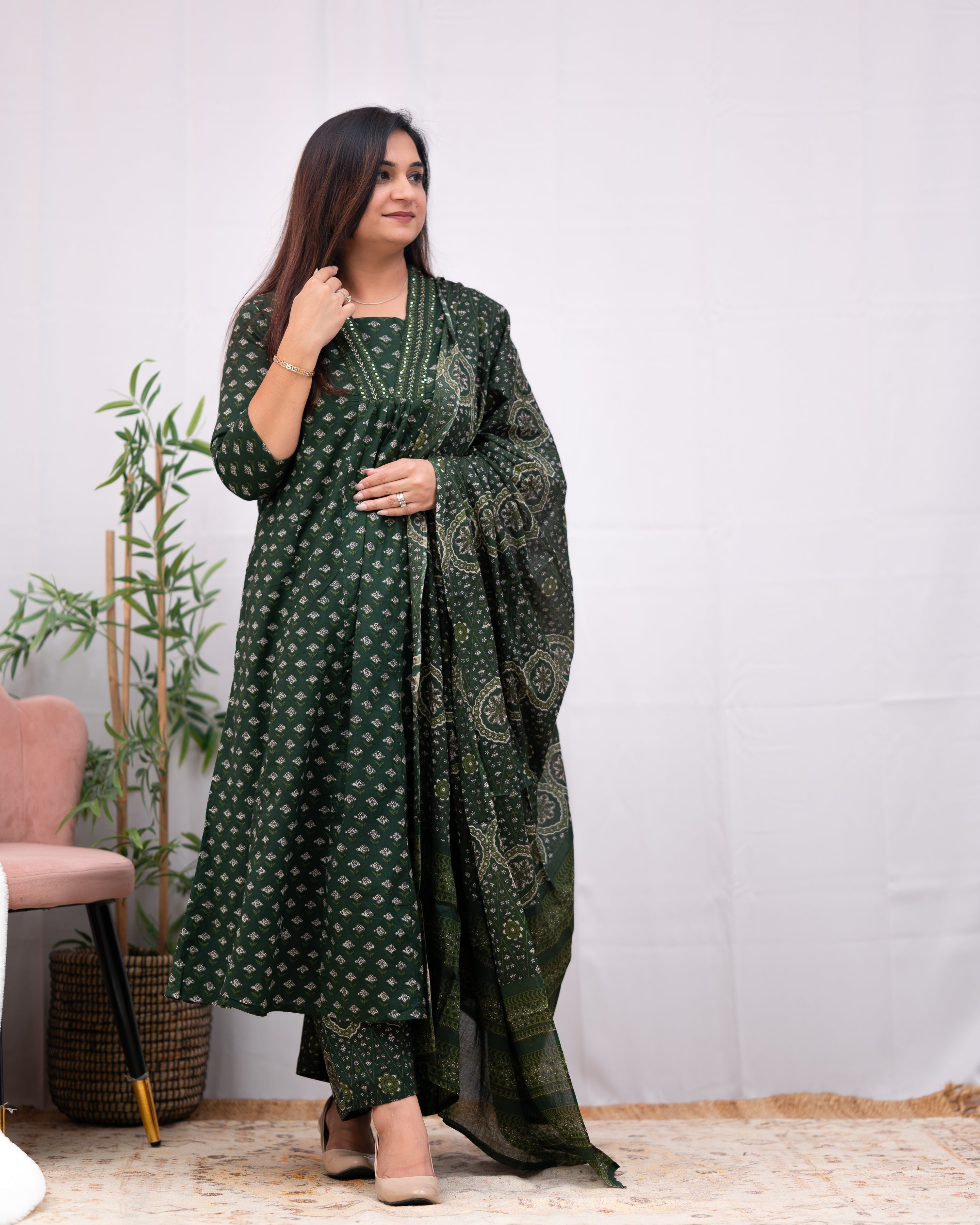 Suhani Cotton A-line Divider Set with Pockets - The Jaipur Studio