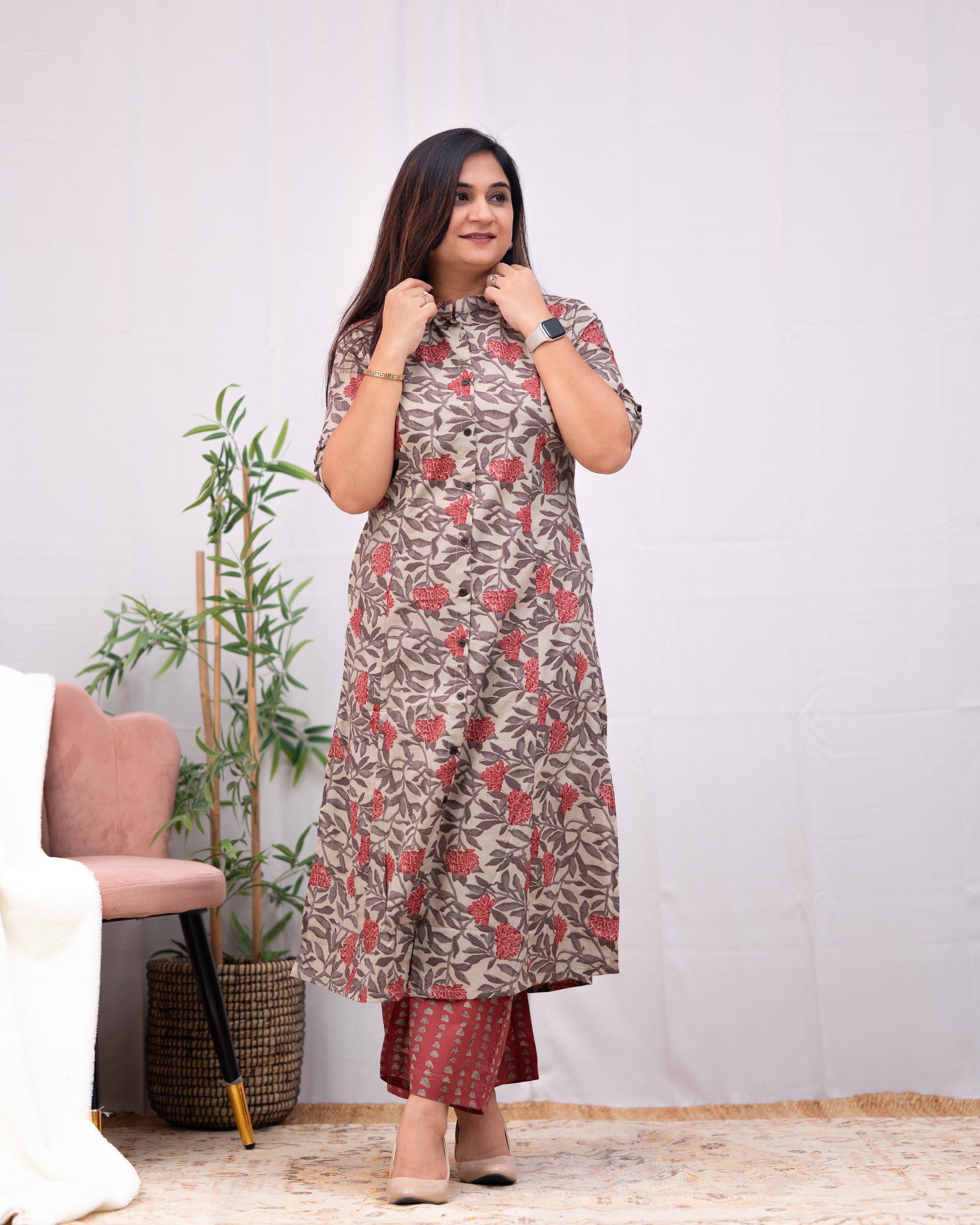 Jamia Floral Cotton Coord set - The Jaipur Studio