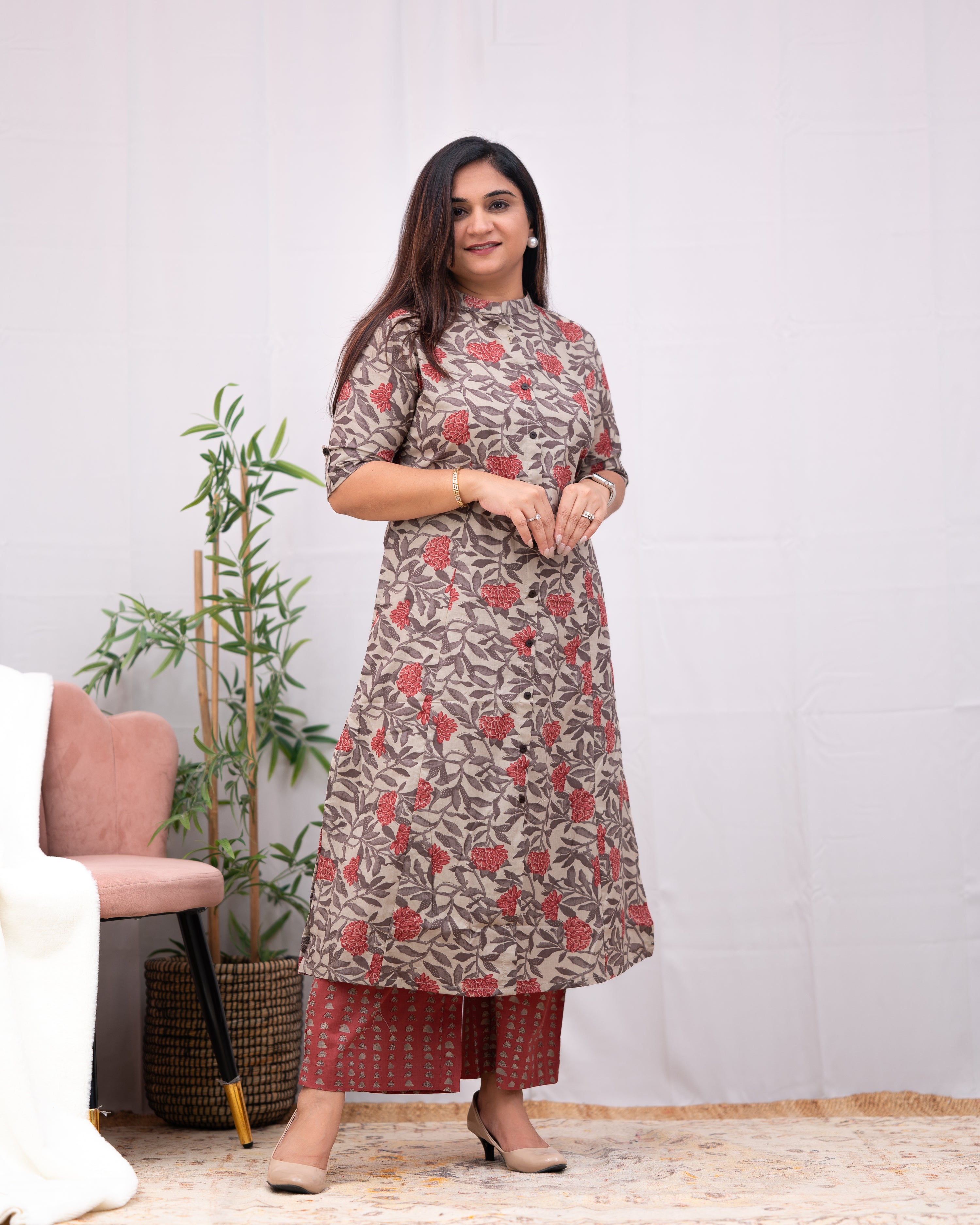 Jamia Floral Cotton Coord set - The Jaipur Studio