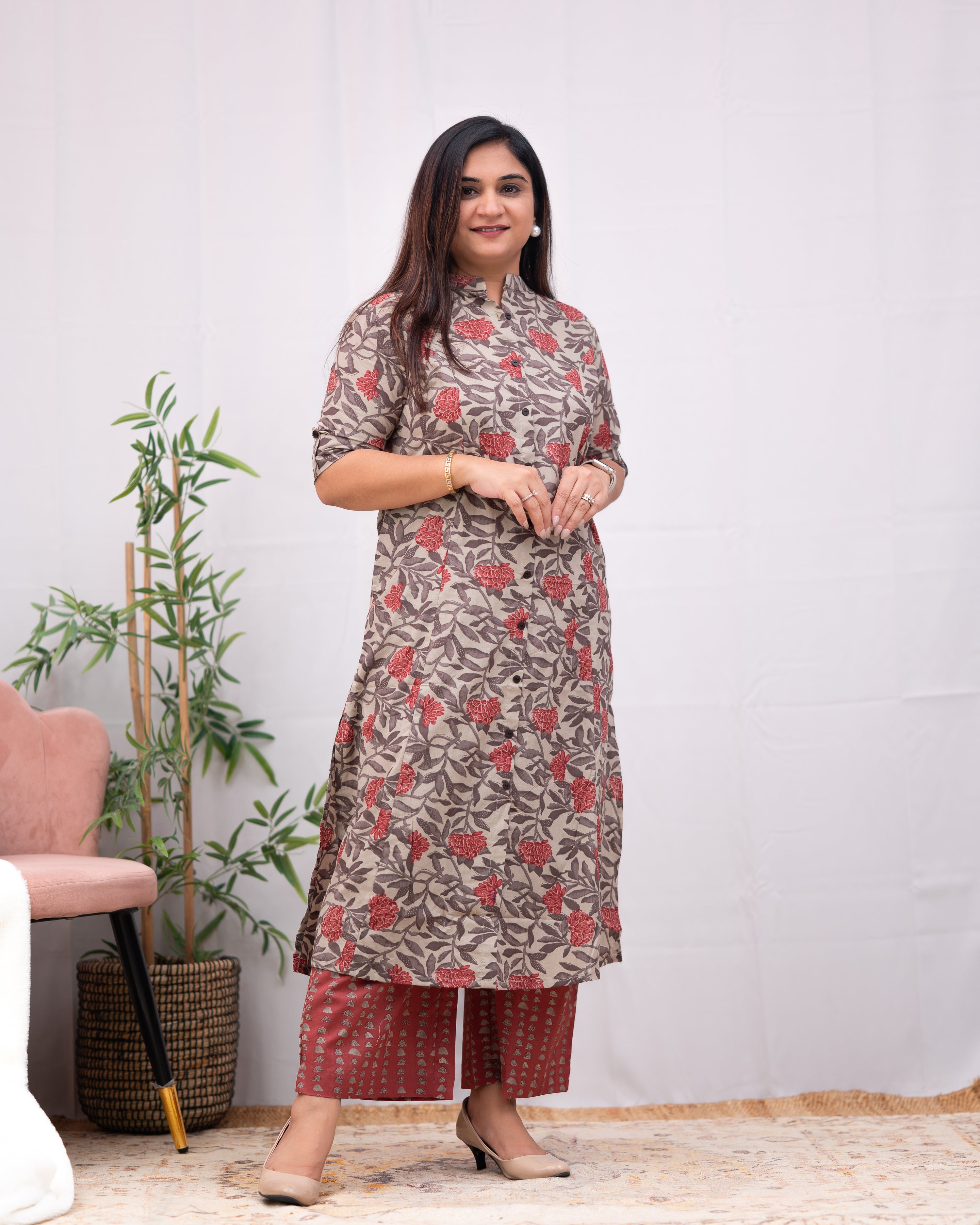 Jamia Floral Cotton Coord set - The Jaipur Studio