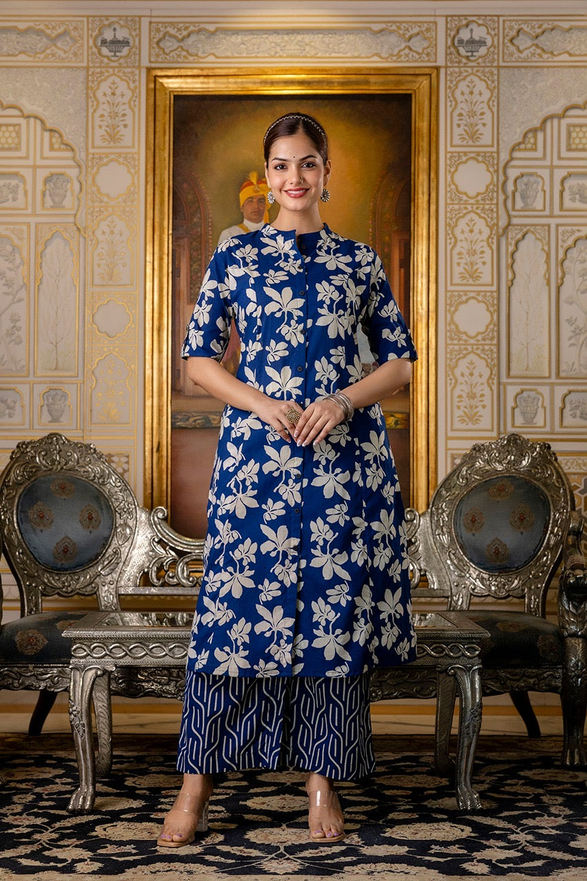 Cotton Floral Cotton A-line Coord set - The Jaipur Studio