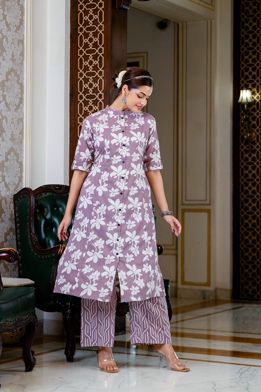Cotton Floral Cotton A-line Coord set - The Jaipur Studio