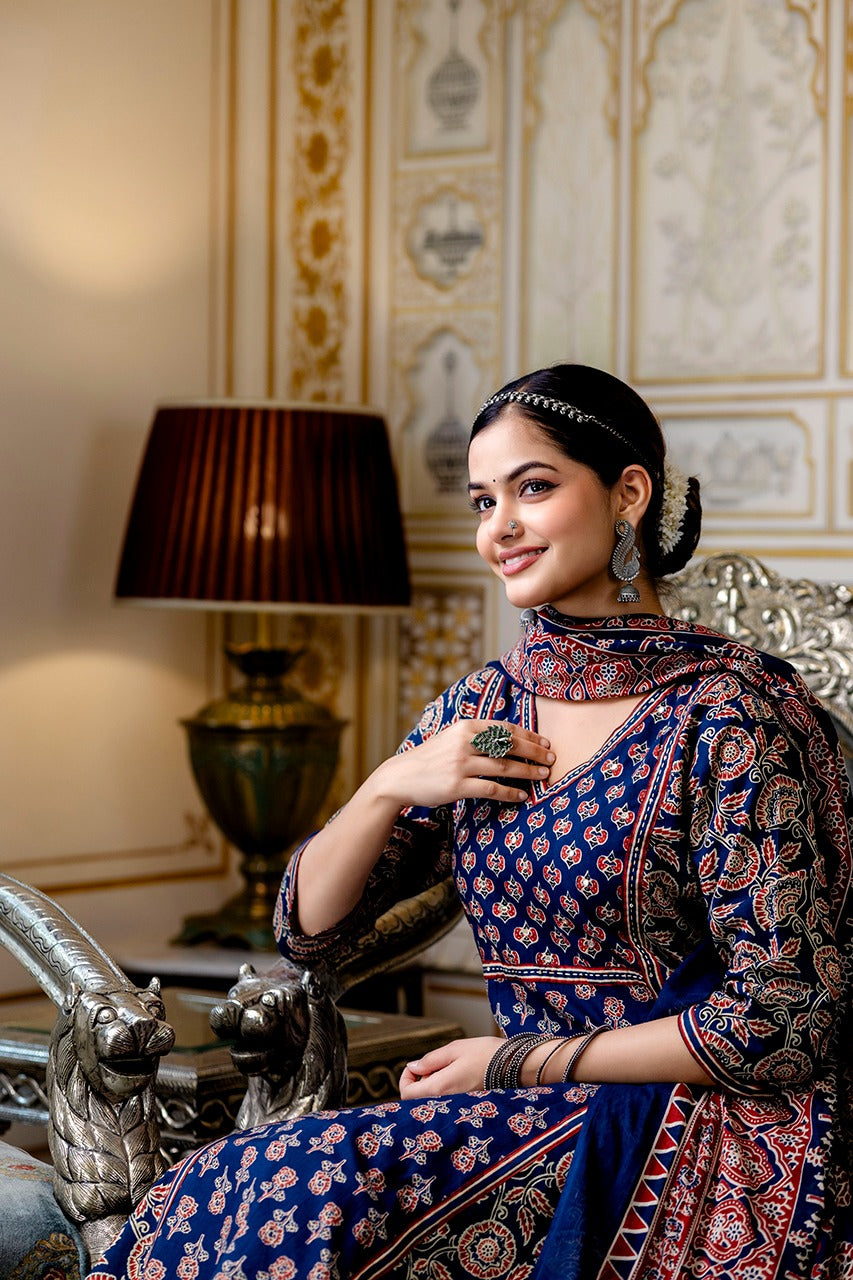 Yashi Cotton Handblock Embroidered Pant Set - The Jaipur Studio