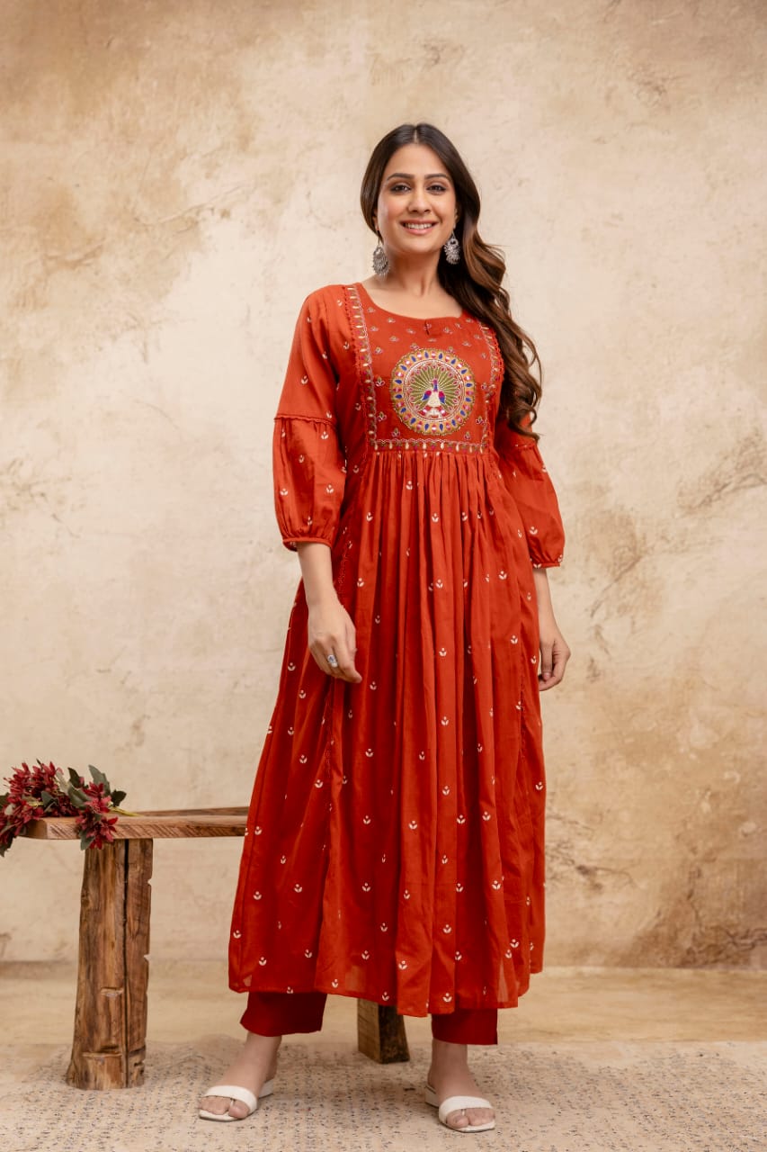 Neerja Mul Cotton Embroidered Pant Set - The Jaipur Studio