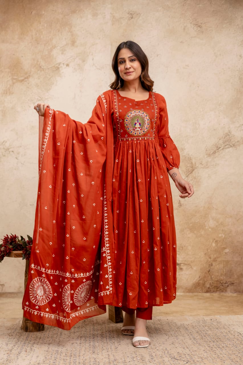 Neerja Mul Cotton Embroidered Pant Set - The Jaipur Studio