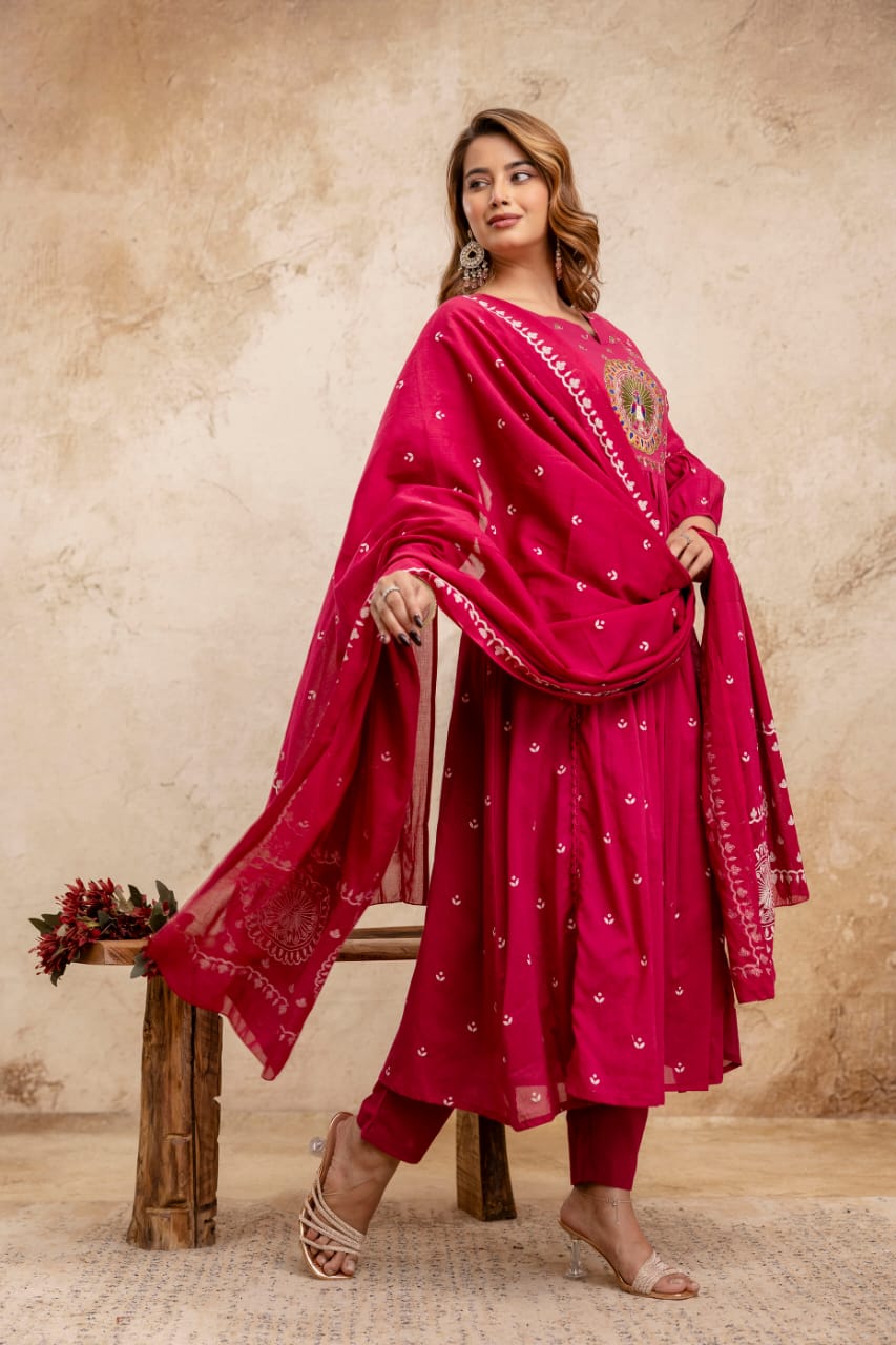Neerja Mul Cotton Embroidered Pant Set - The Jaipur Studio