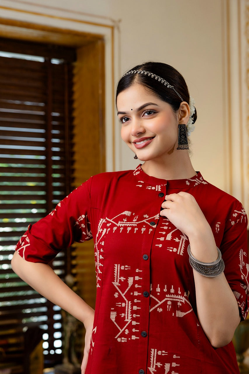 Maryam Cotton A-line Coord Set - The Jaipur Studio