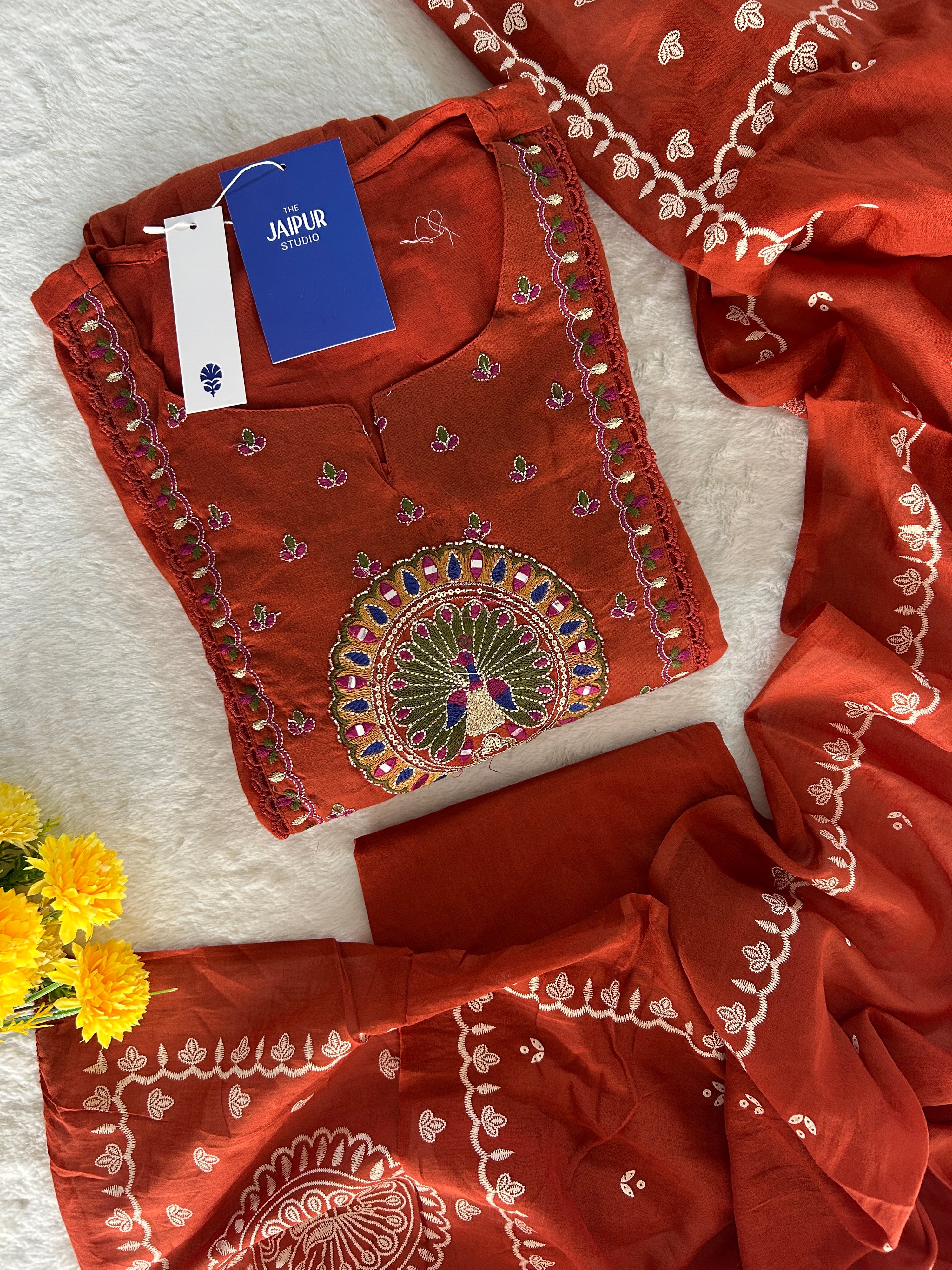 Neerja Mul Cotton Embroidered Pant Set - The Jaipur Studio