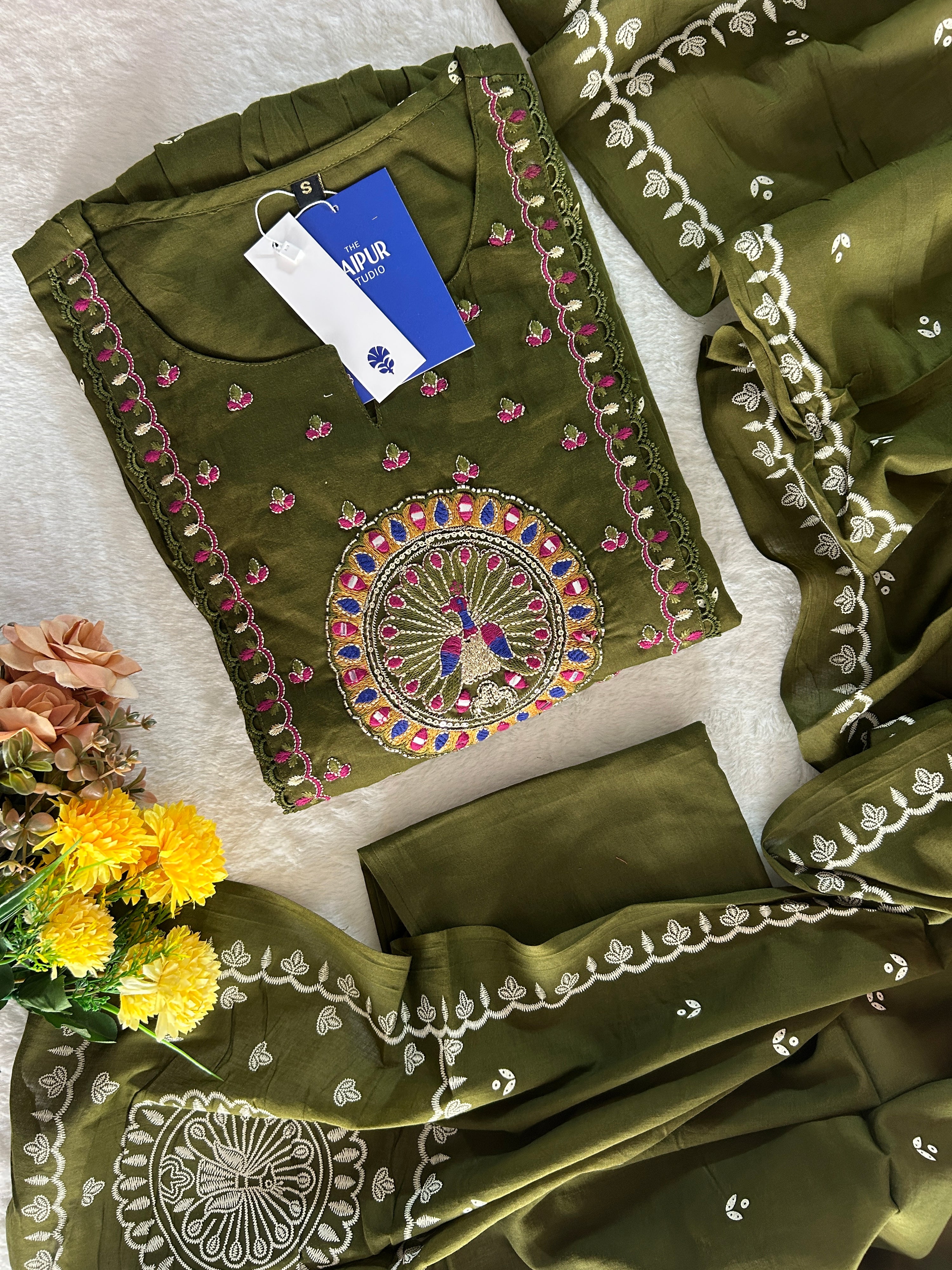 Neerja Mul Cotton Embroidered Pant Set - The Jaipur Studio