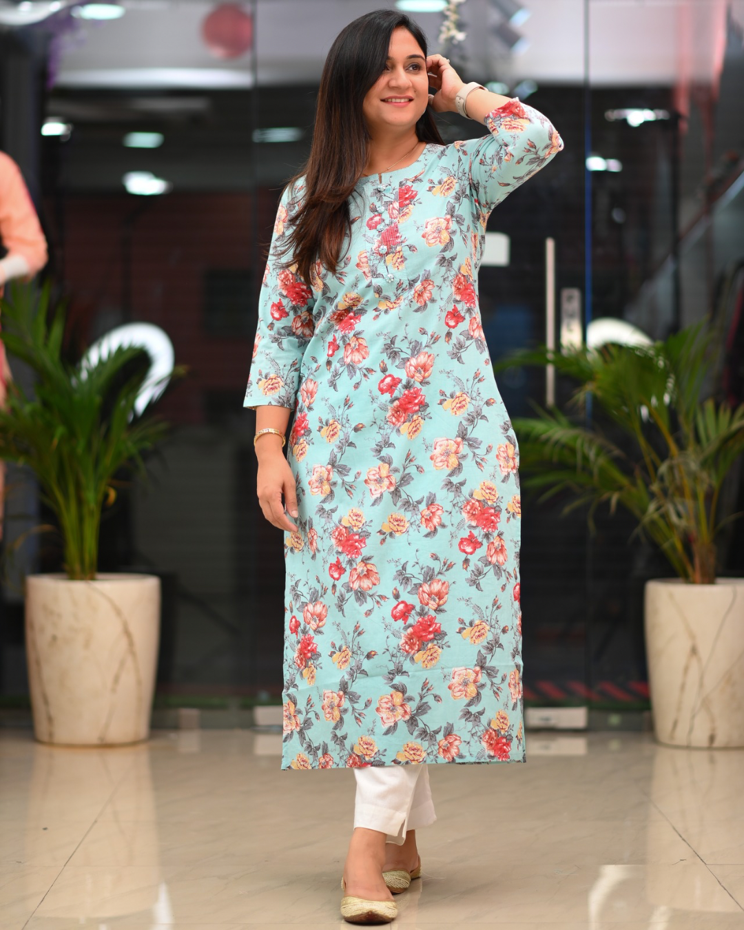 Zoya Casual Cotton straight Kurta - The Jaipur Studio