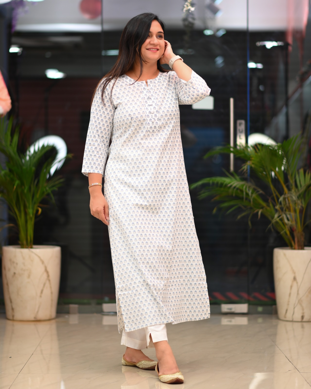 Zoya Casual Cotton straight Kurta - The Jaipur Studio