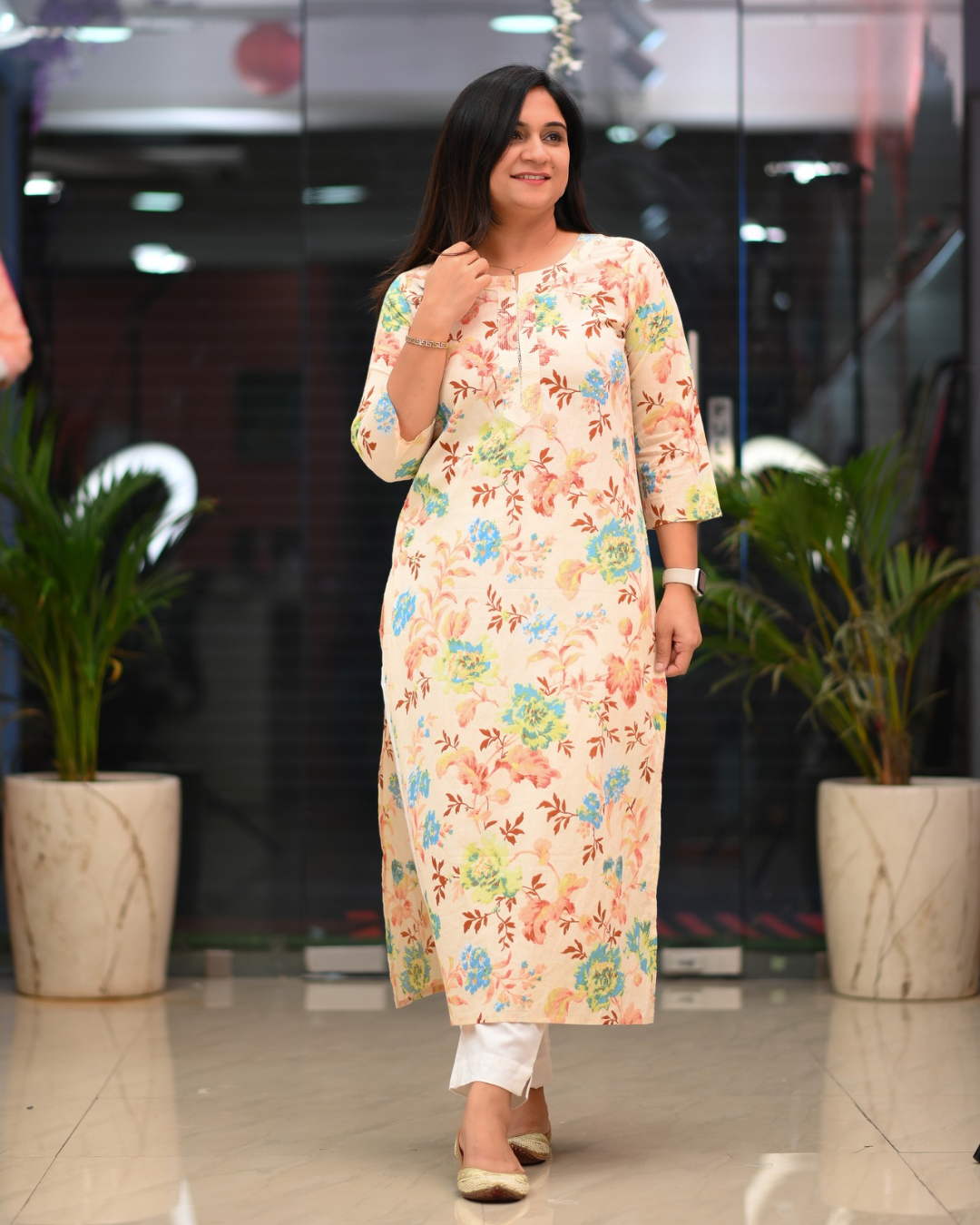 Zoya Casual Cotton straight Kurta - The Jaipur Studio