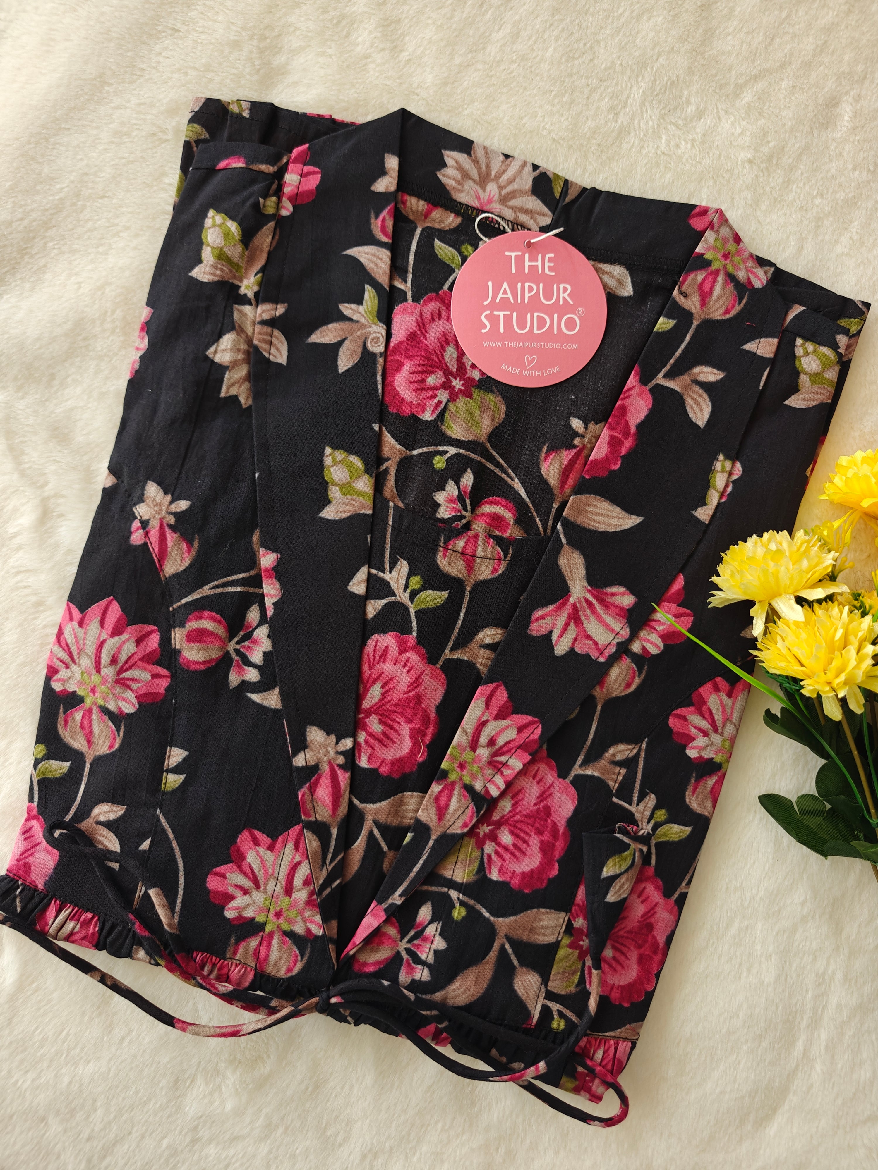 Premium Cotton Double Layered Floral Short Top - The Jaipur Studio