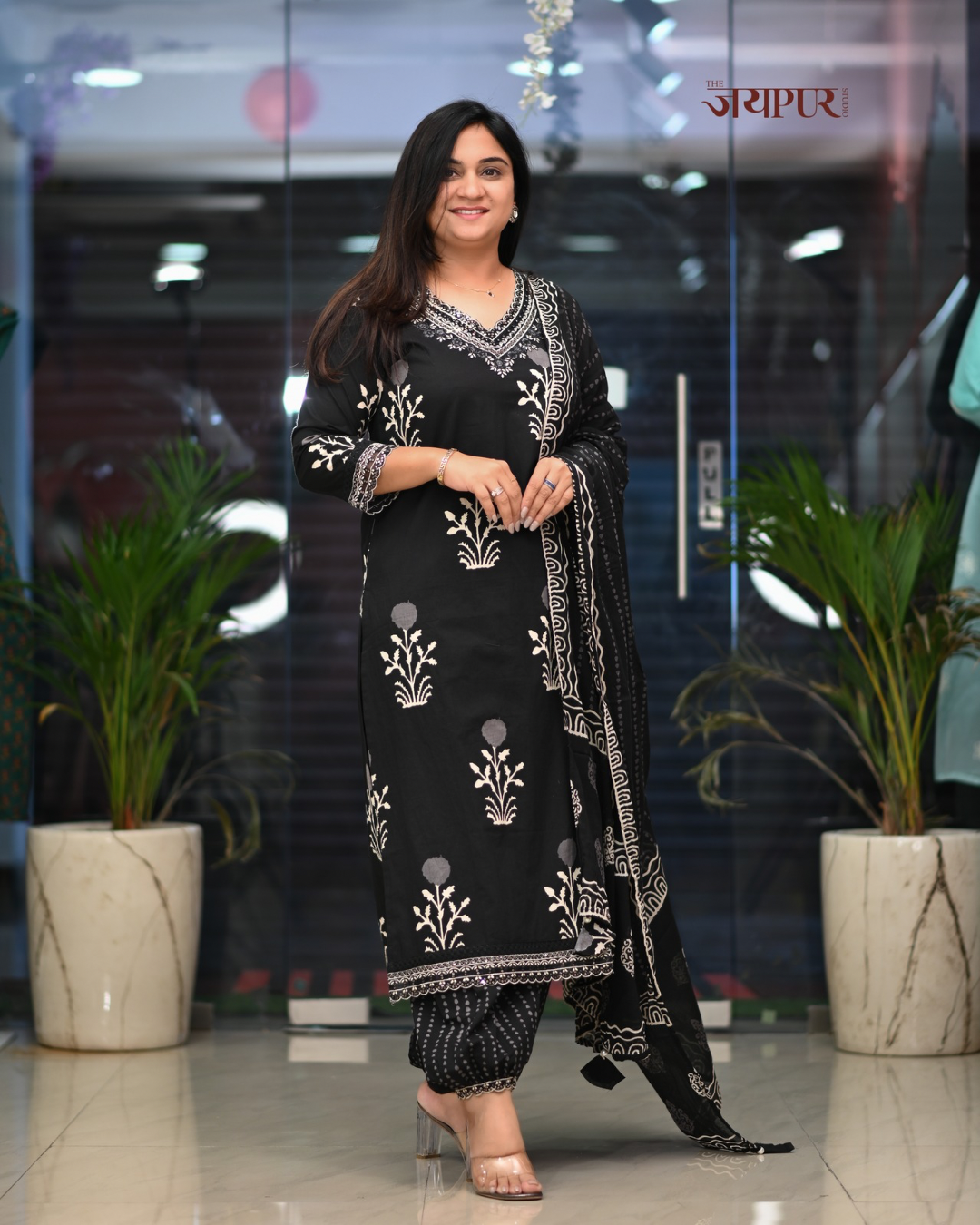 Abiya Cotton Embroidered Afgani Set - The Jaipur Studio