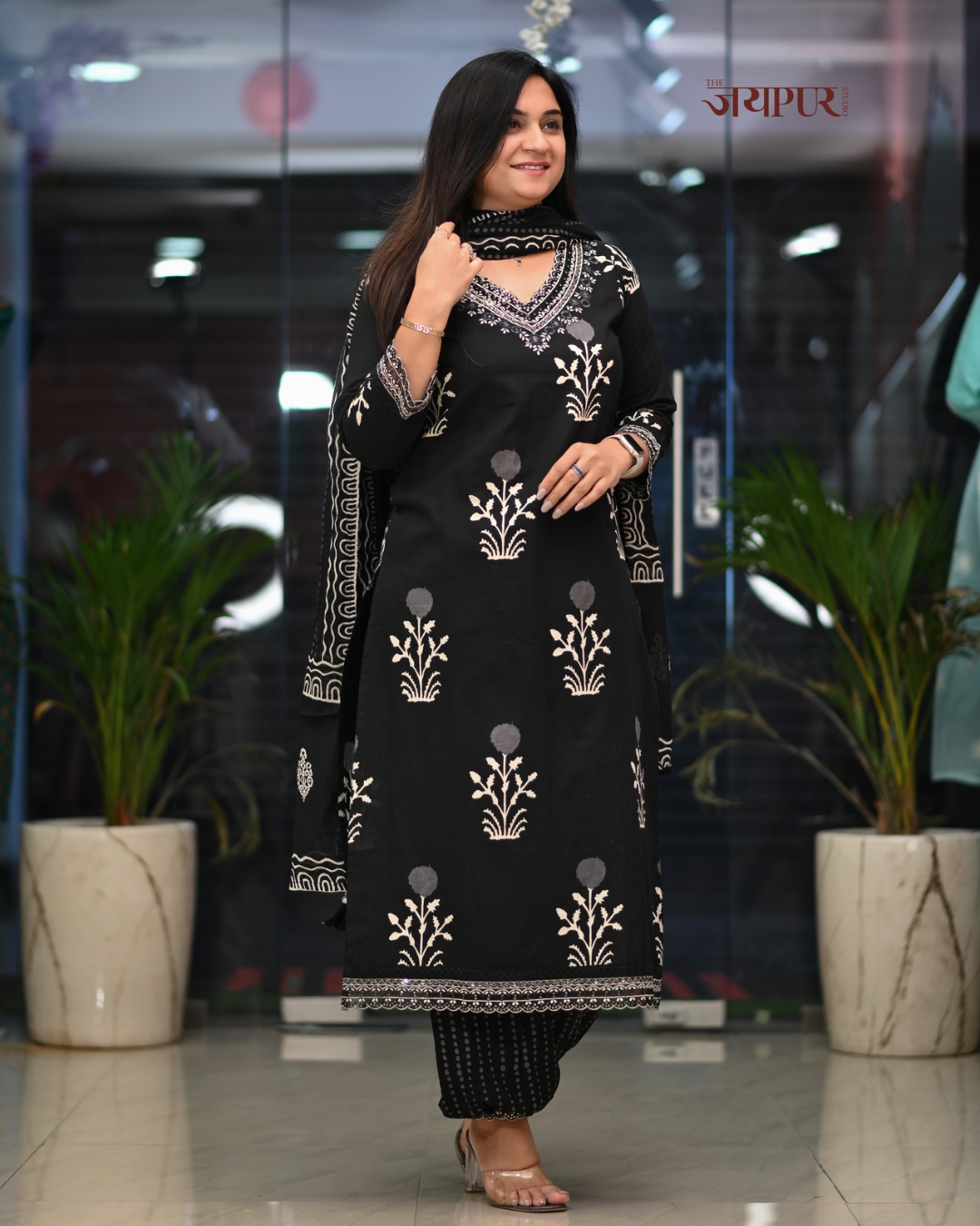 Abiya Cotton Embroidered Afgani Set - The Jaipur Studio