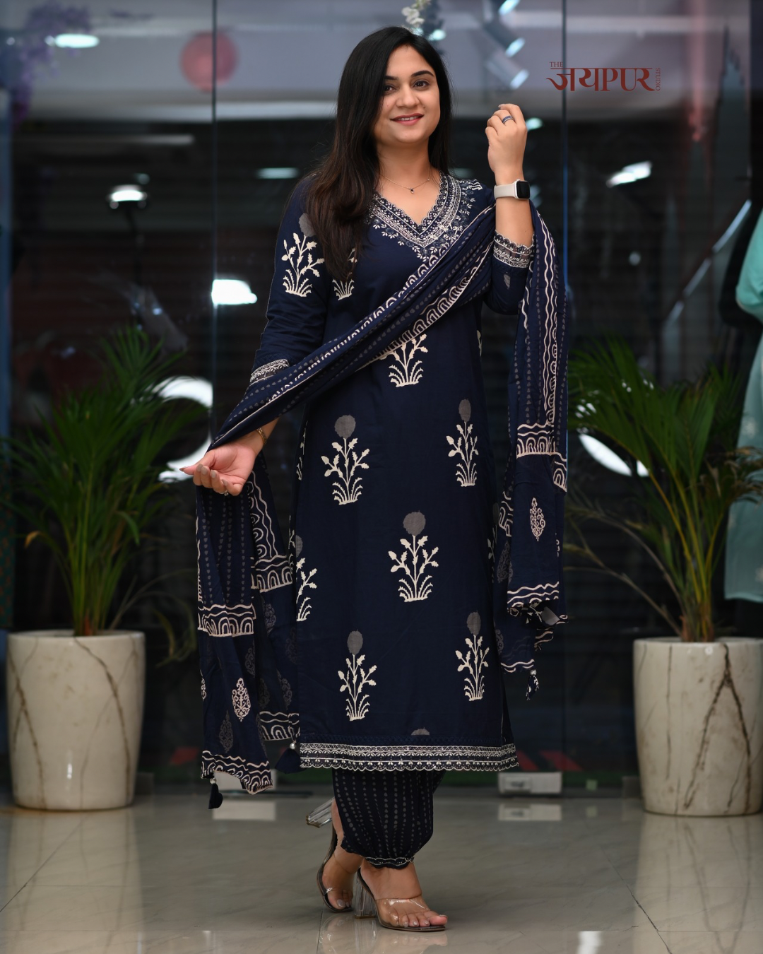 Abiya Cotton Embroidered Afgani Set - The Jaipur Studio