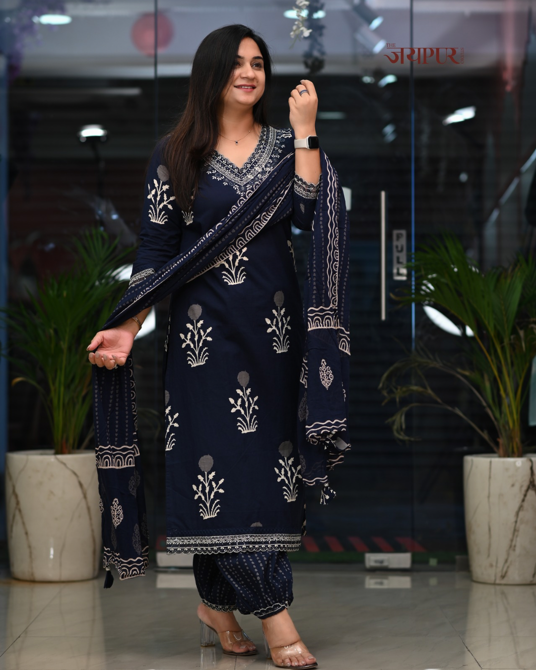 Abiya Cotton Embroidered Afgani Set - The Jaipur Studio
