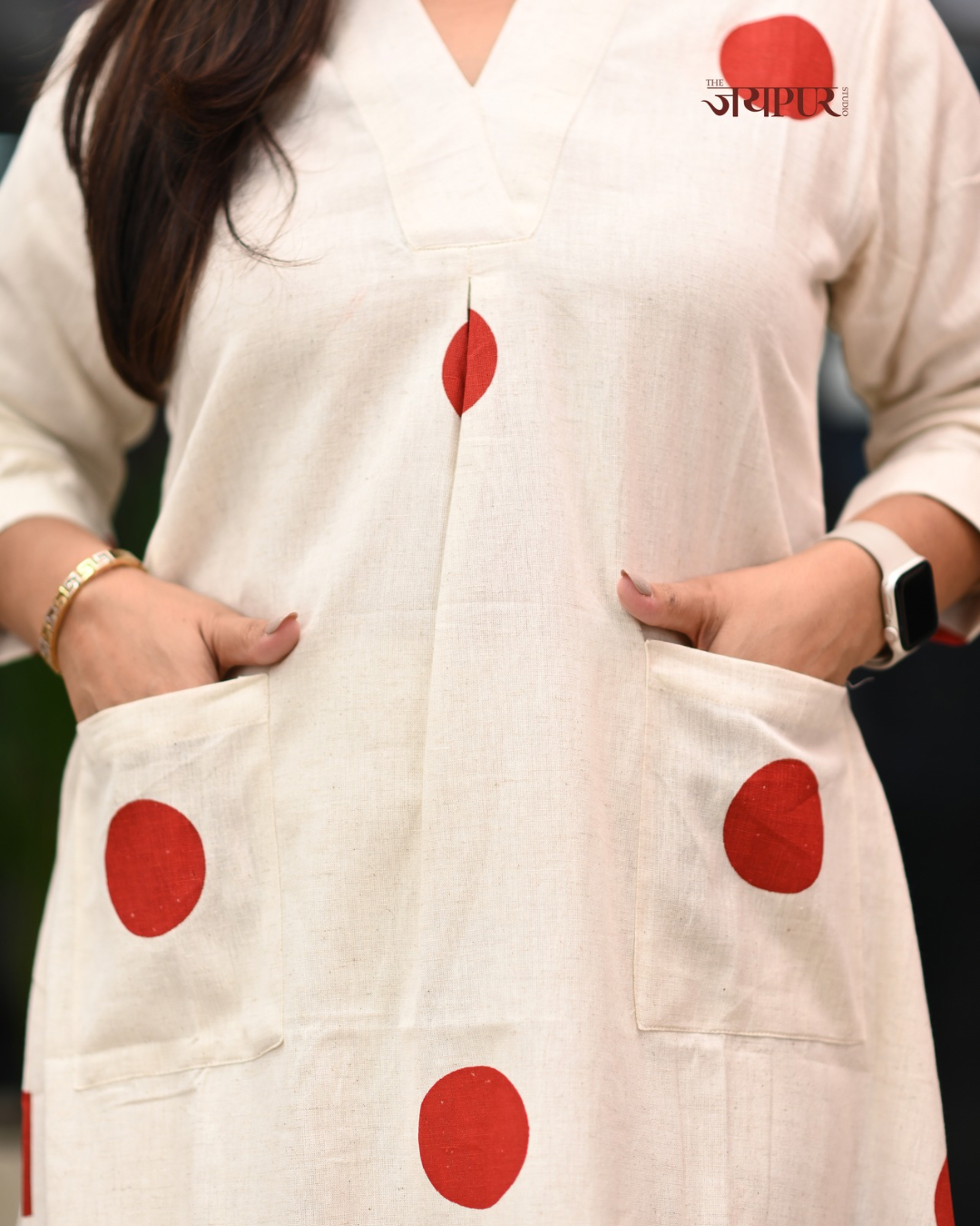 Leena Polka Print Cotton A-line Coord Set - The Jaipur Studio