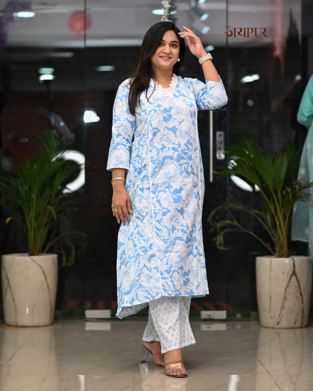 Hanika Cotton A-line Plazo Coord Set - The Jaipur Studio