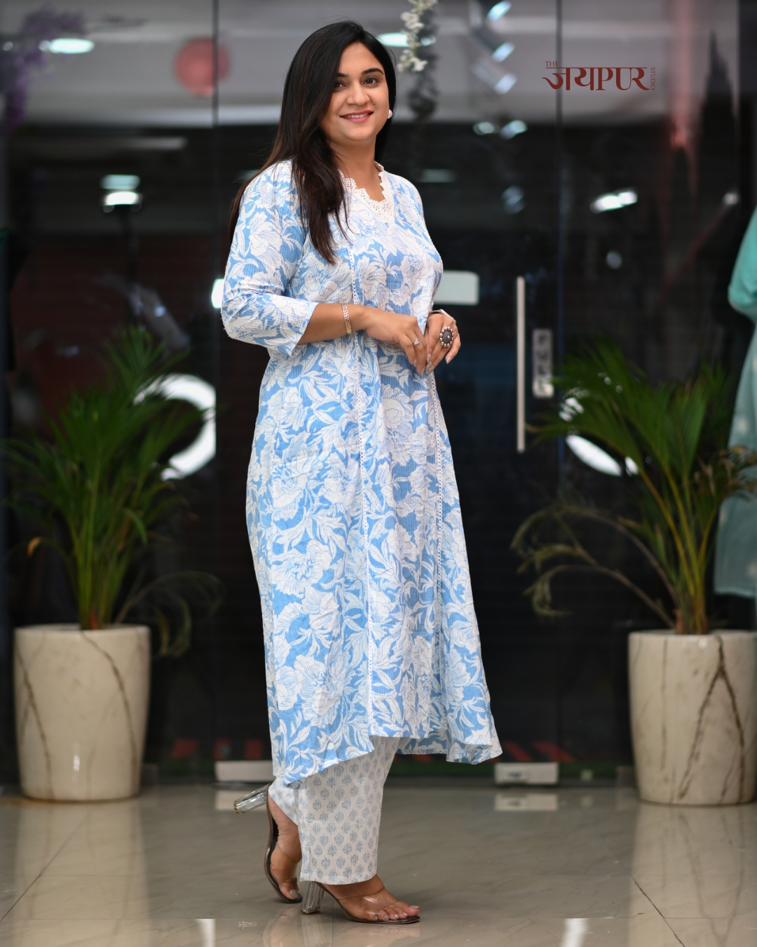 Hanika Cotton A-line Plazo Coord Set - The Jaipur Studio