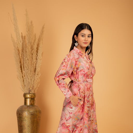 Casual Muslin Floral Long Gown - The Jaipur Studio
