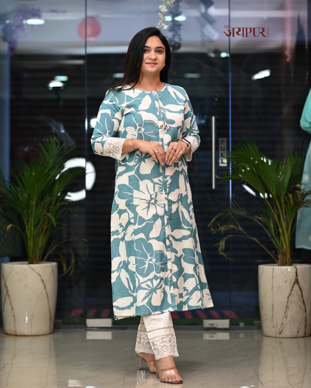 Safia Cotton A-line Pant Set - The Jaipur Studio