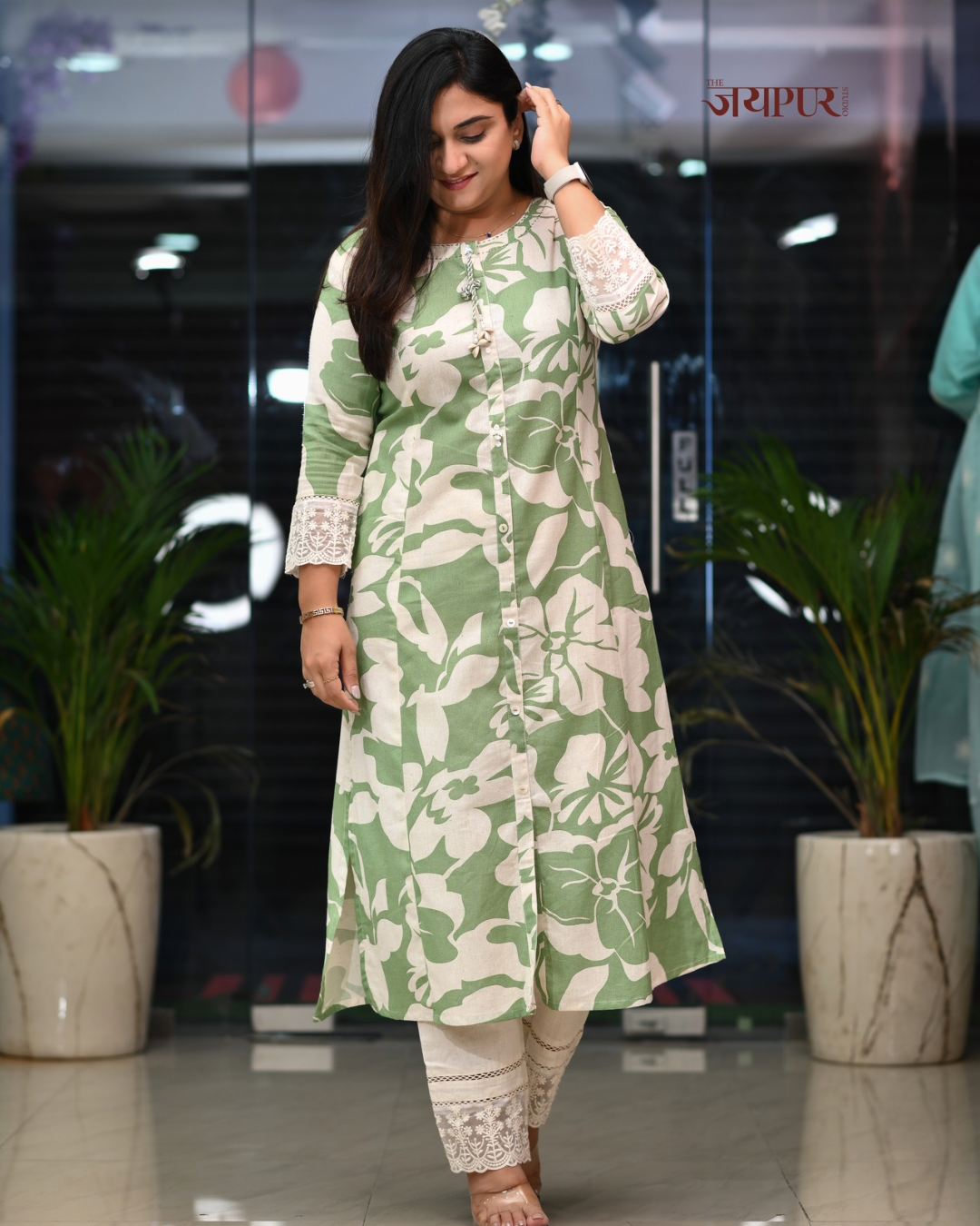 Safia Cotton A-line Pant Set - The Jaipur Studio