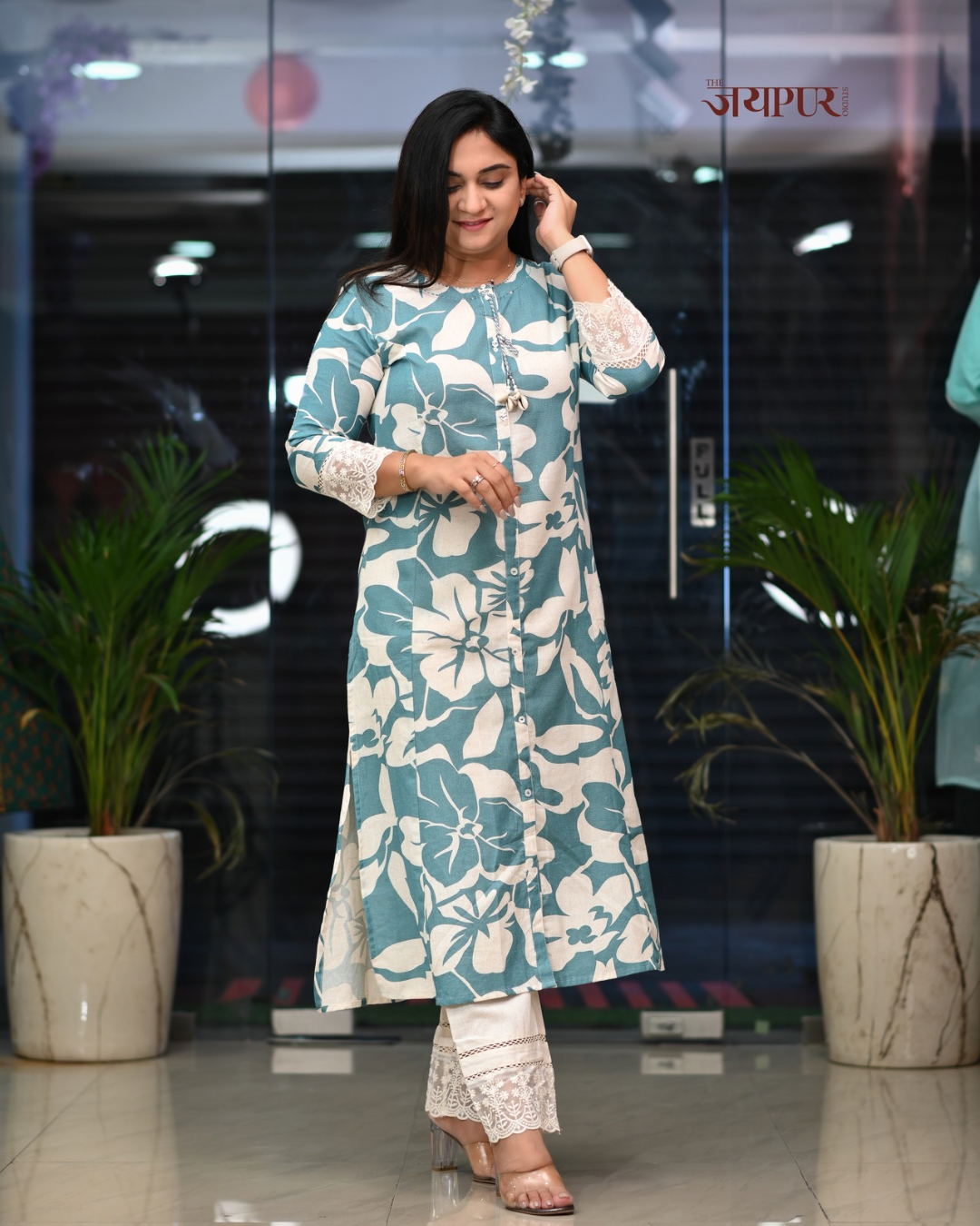 Safia Cotton A-line Pant Set - The Jaipur Studio