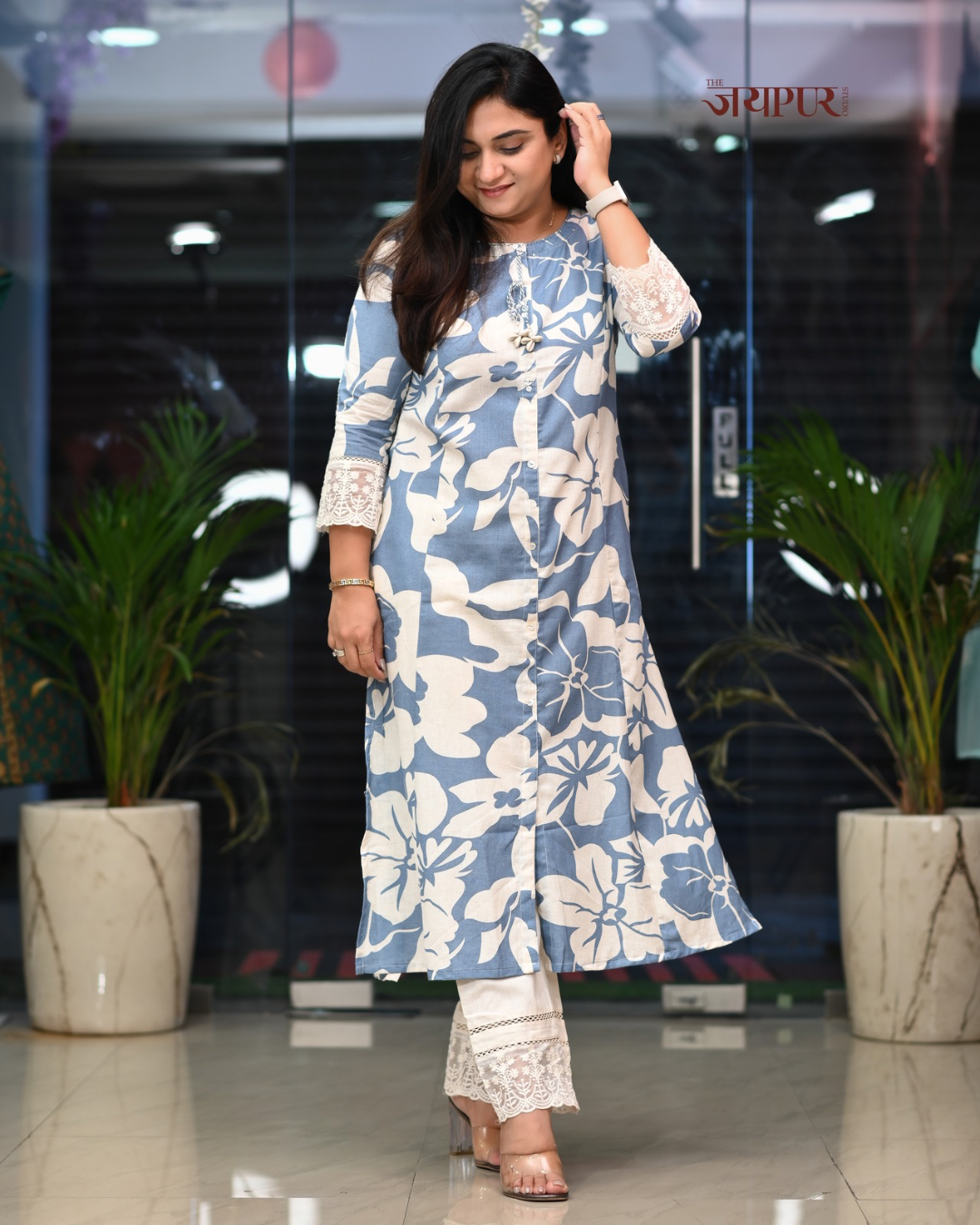 Safia Cotton A-line Pant Set - The Jaipur Studio