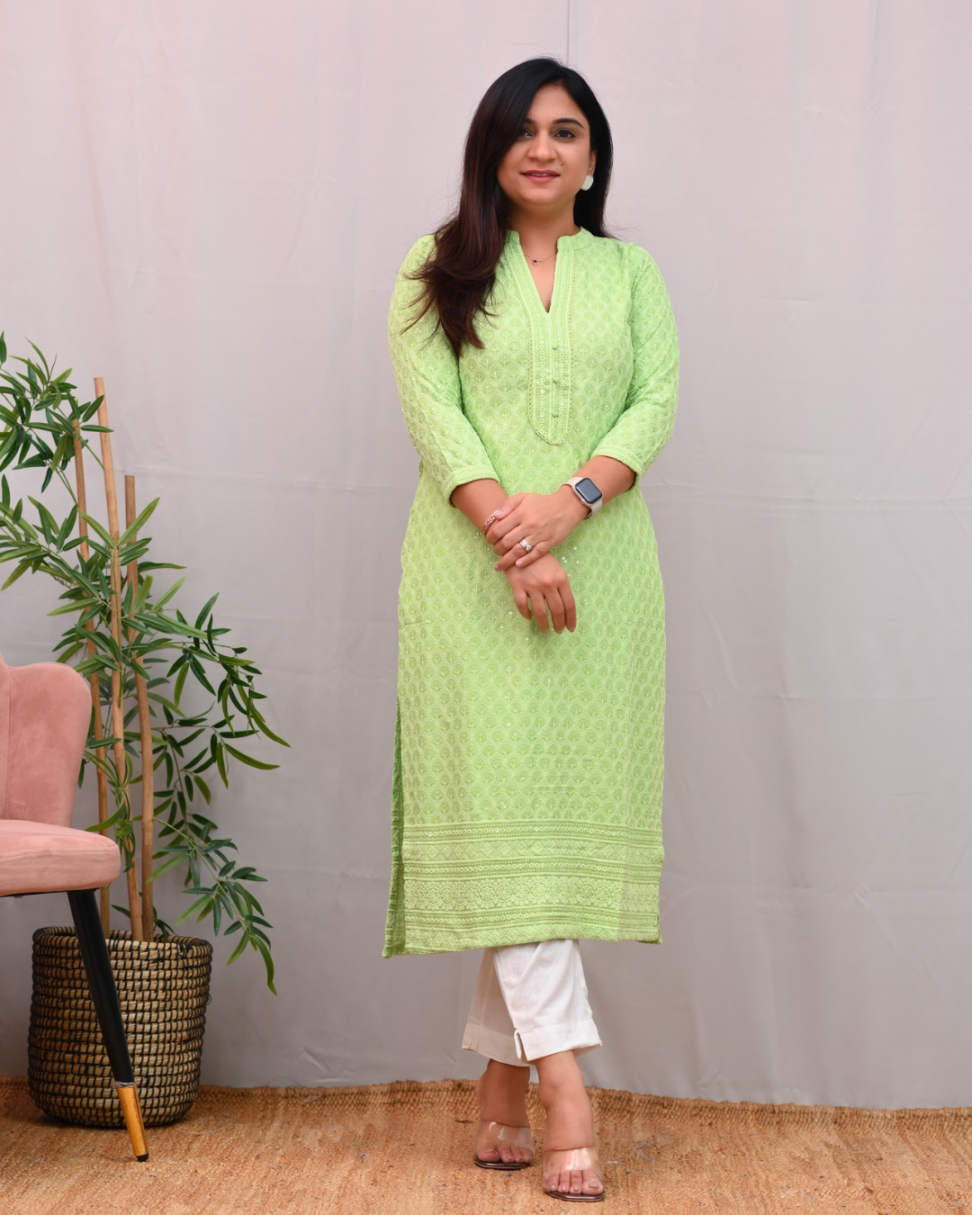 Venus Rayon Chikankari Casual Straight Kurta - The Jaipur Studio