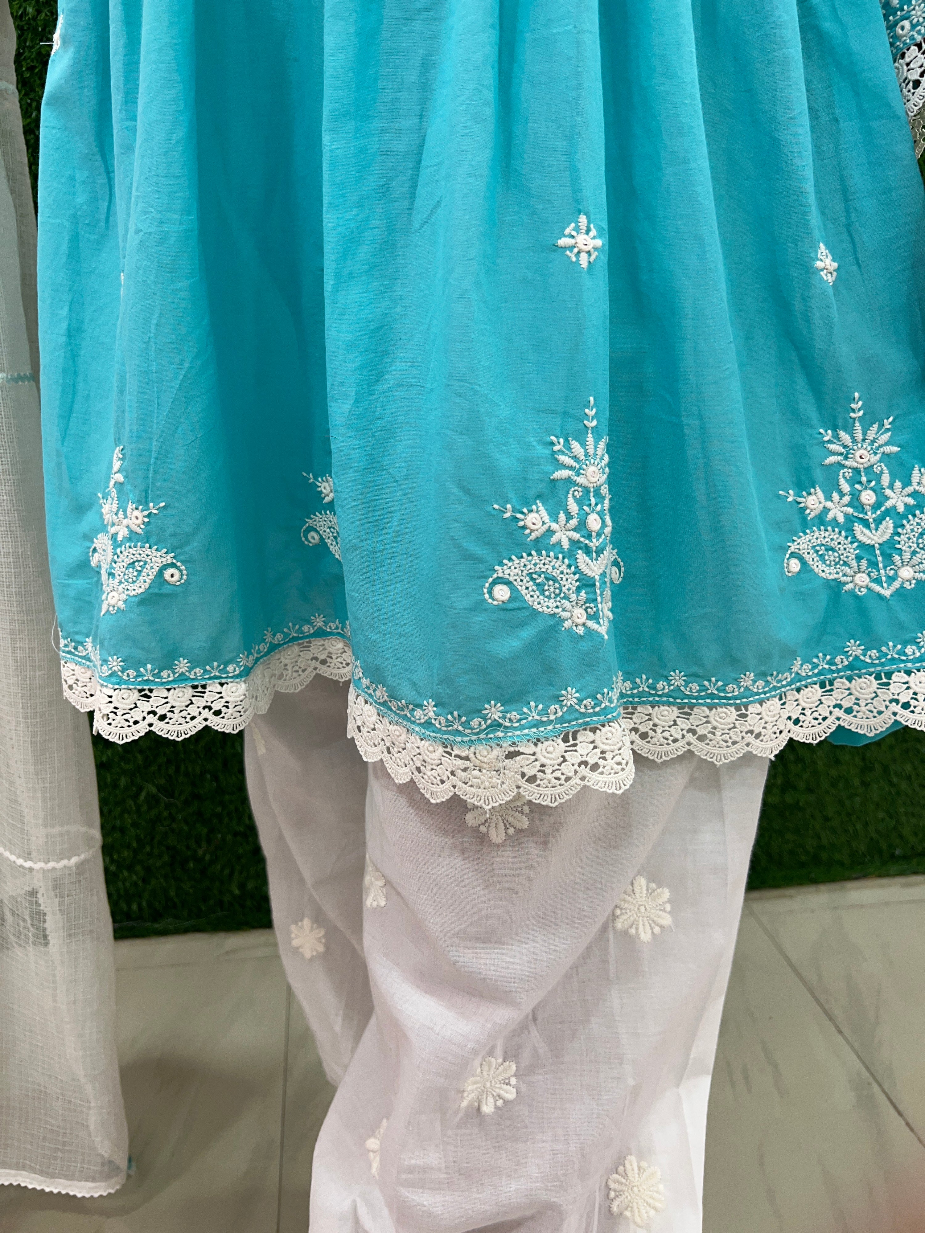 Cotton Embroidered Peplum Kurta Afgani Set - The Jaipur Studio