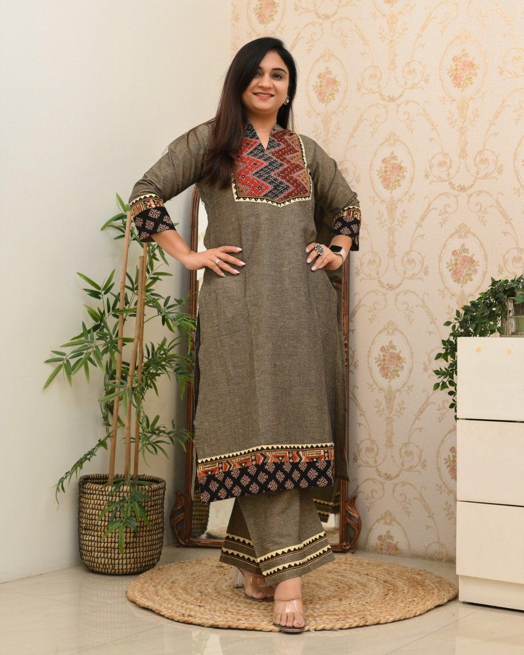 Easha Cotton A-line Plazo Coord Set - The Jaipur Studio