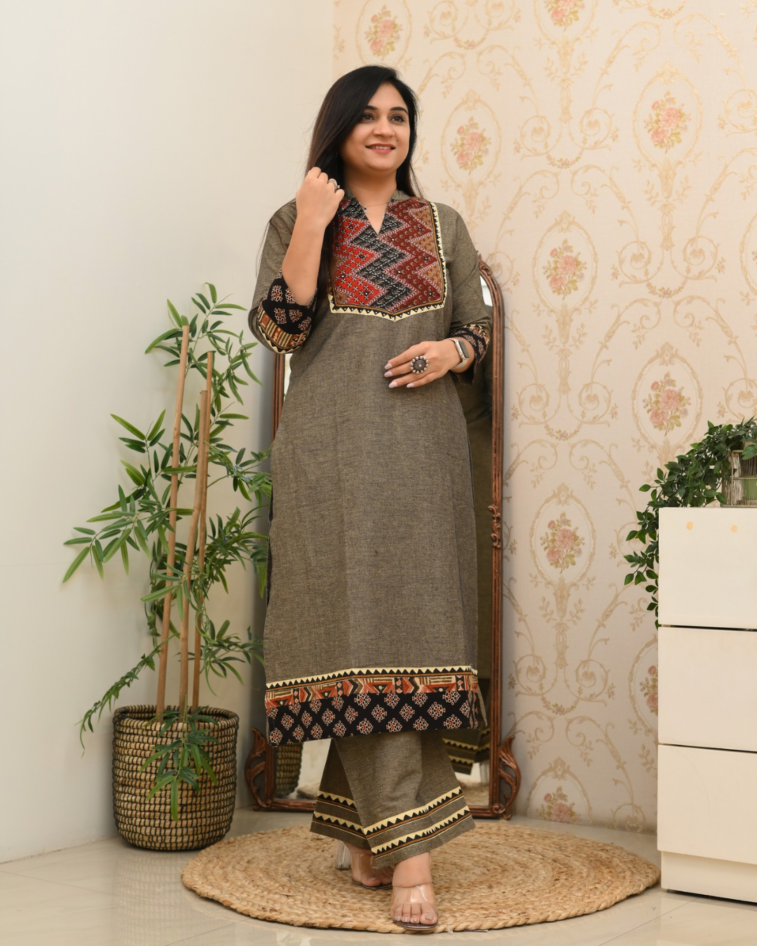 Easha Cotton A-line Plazo Coord Set - The Jaipur Studio