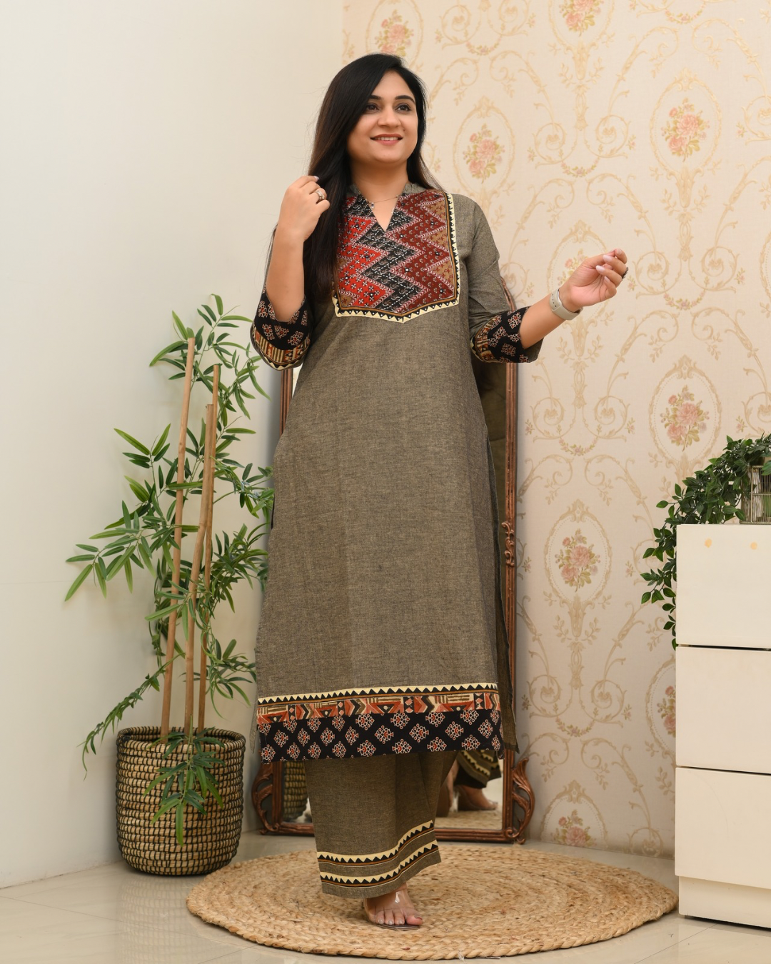 Easha Cotton A-line Plazo Coord Set - The Jaipur Studio