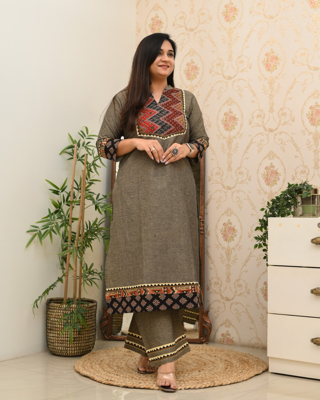 Easha Cotton A-line Plazo Coord Set - The Jaipur Studio