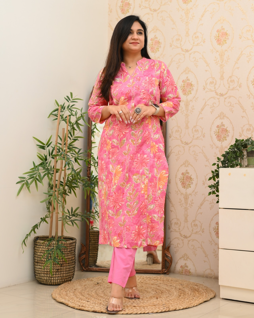 Anushka Casual Angrakha Style Cotton Pant Set - The Jaipur Studio