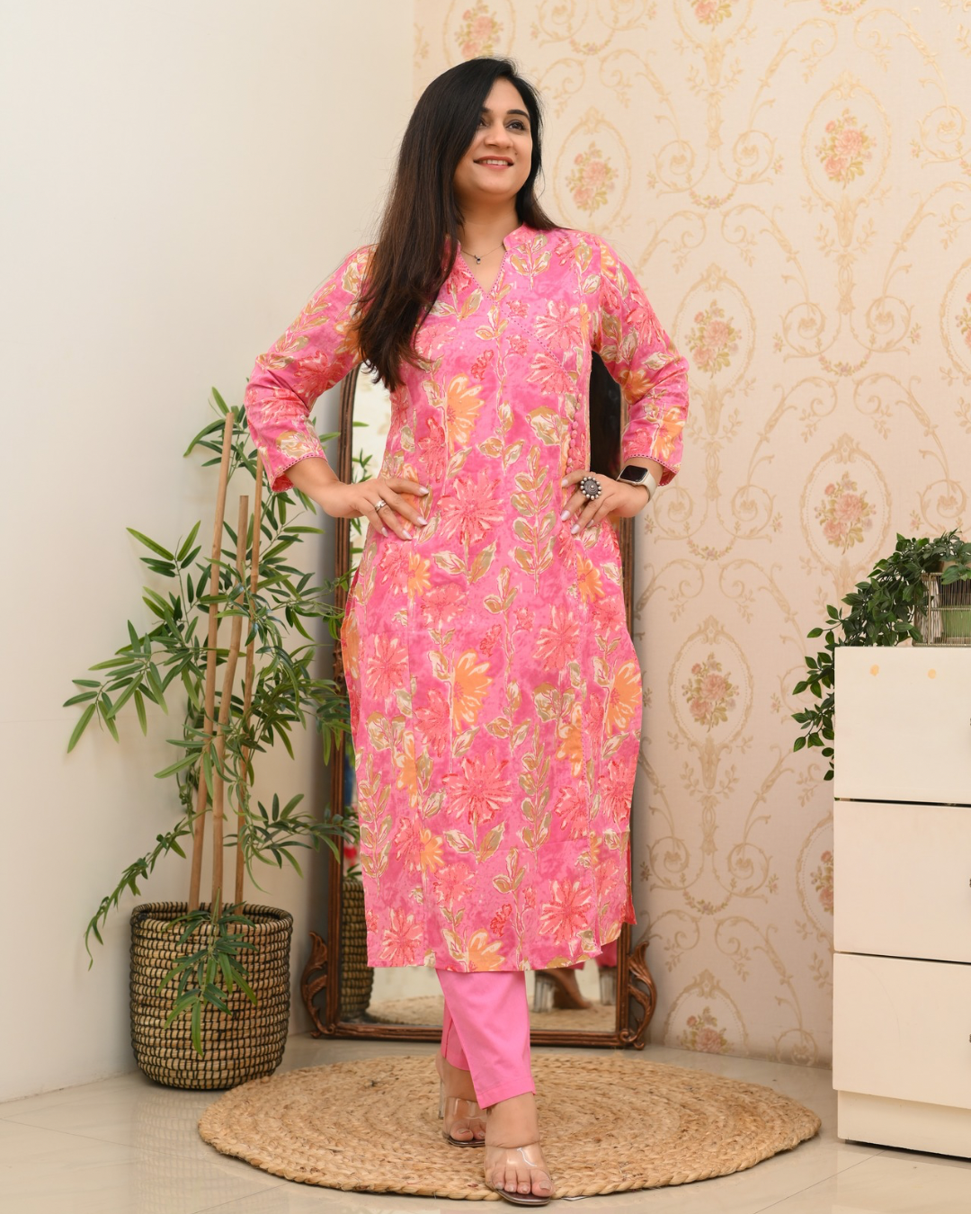Anushka Casual Angrakha Style Cotton Pant Set - The Jaipur Studio