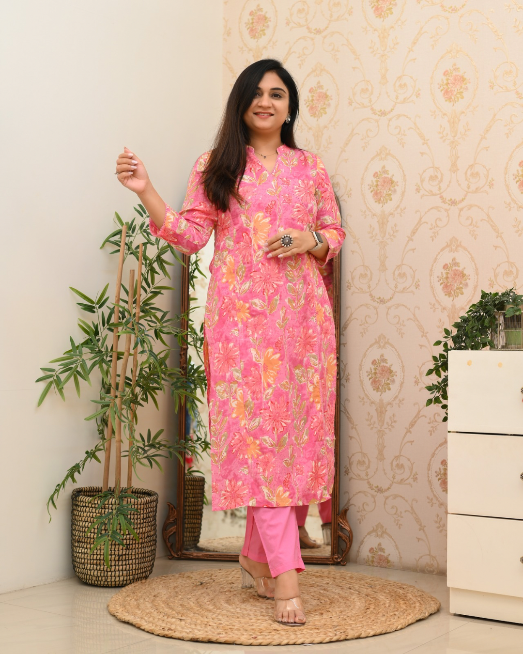 Anushka Casual Angrakha Style Cotton Pant Set - The Jaipur Studio