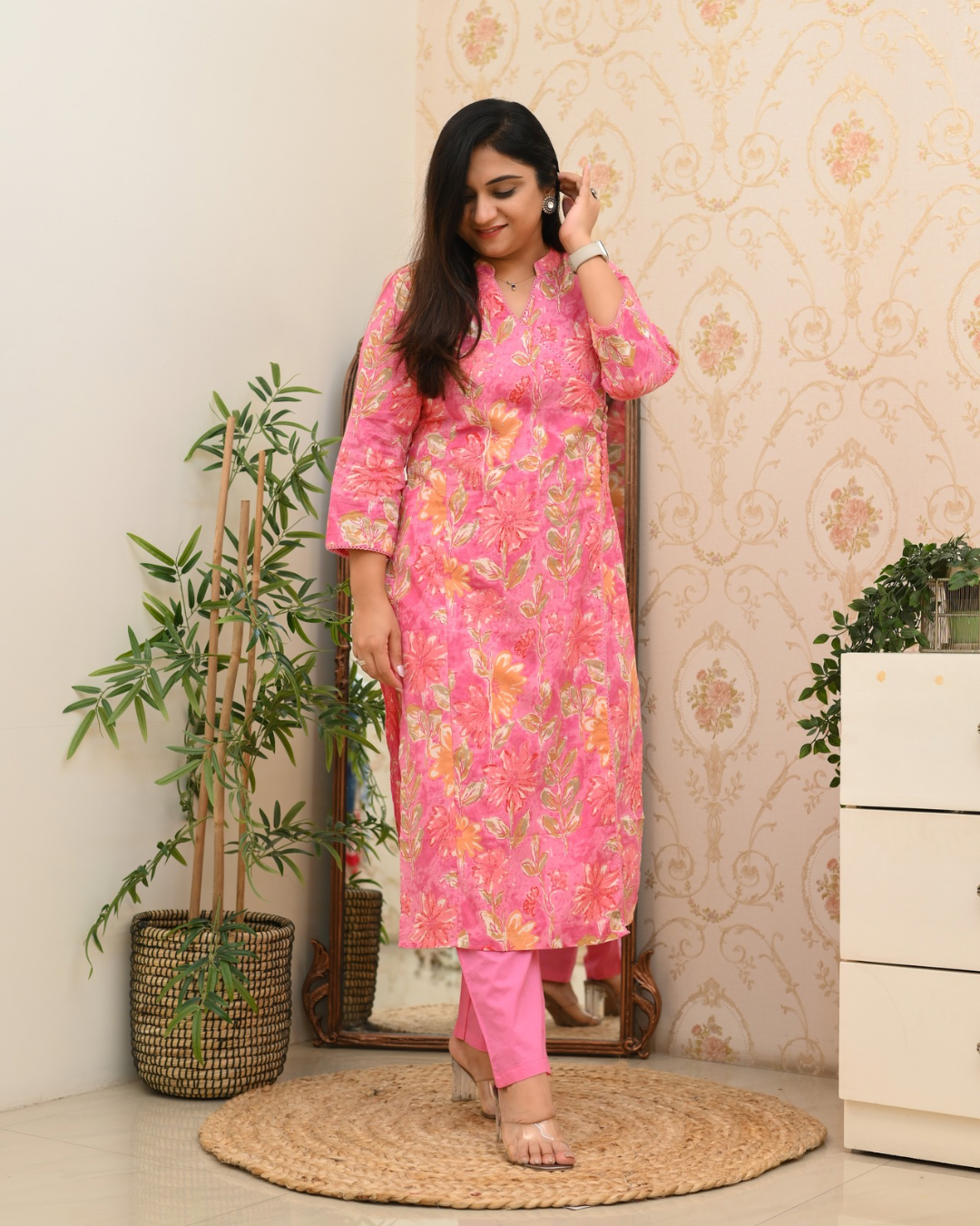 Anushka Casual Angrakha Style Cotton Pant Set - The Jaipur Studio