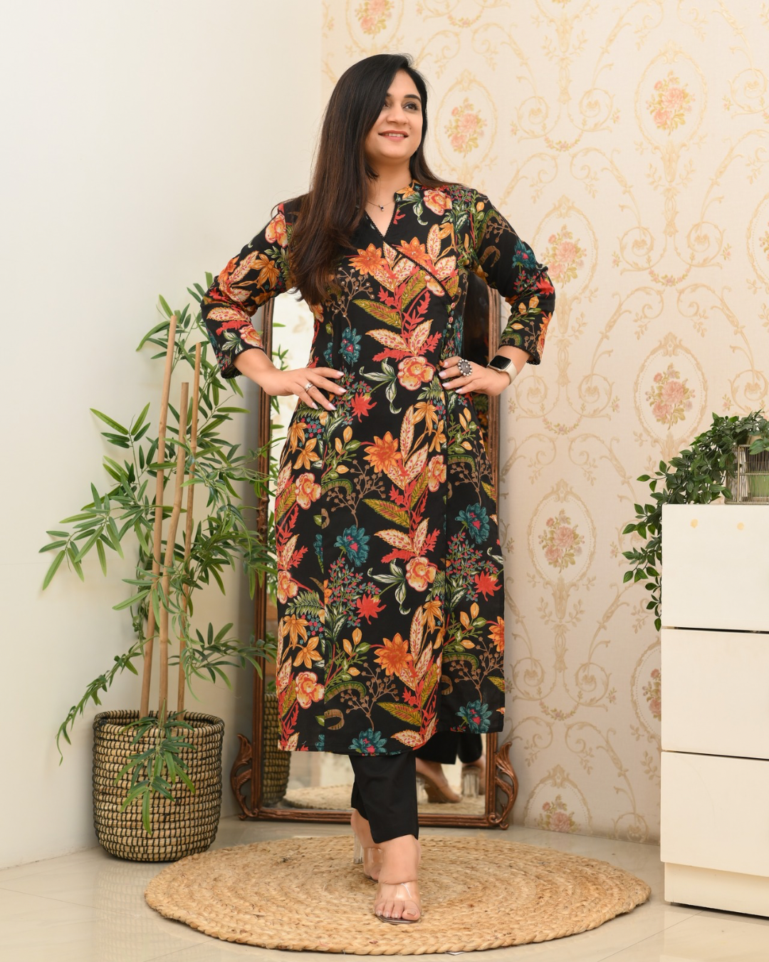 Anushka Casual Angrakha Style Cotton Pant Set - The Jaipur Studio