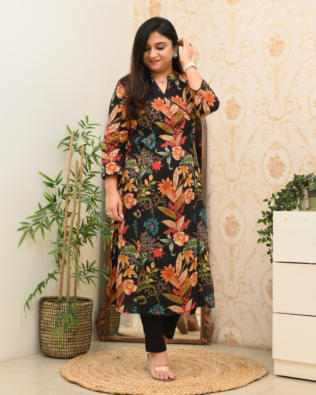 Anushka Casual Angrakha Style Cotton Pant Set - The Jaipur Studio