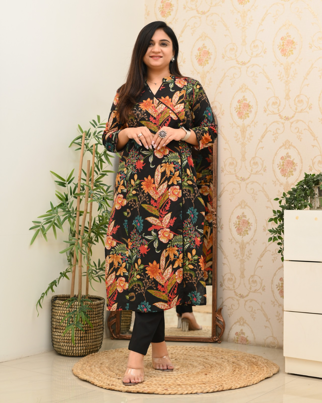 Anushka Casual Angrakha Style Cotton Pant Set - The Jaipur Studio