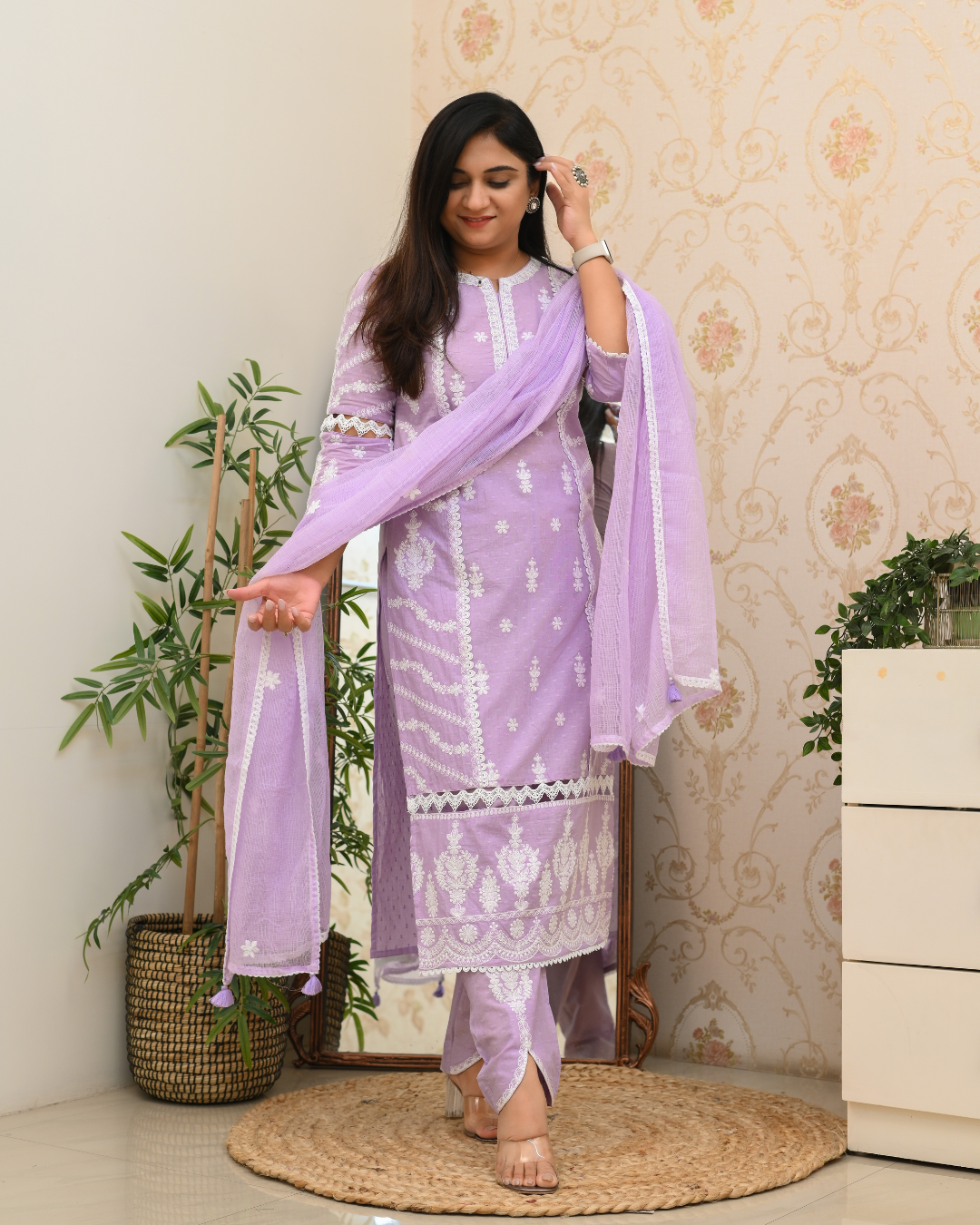 Sunaina Cotton Embroidered Designer Pant Set - The Jaipur Studio
